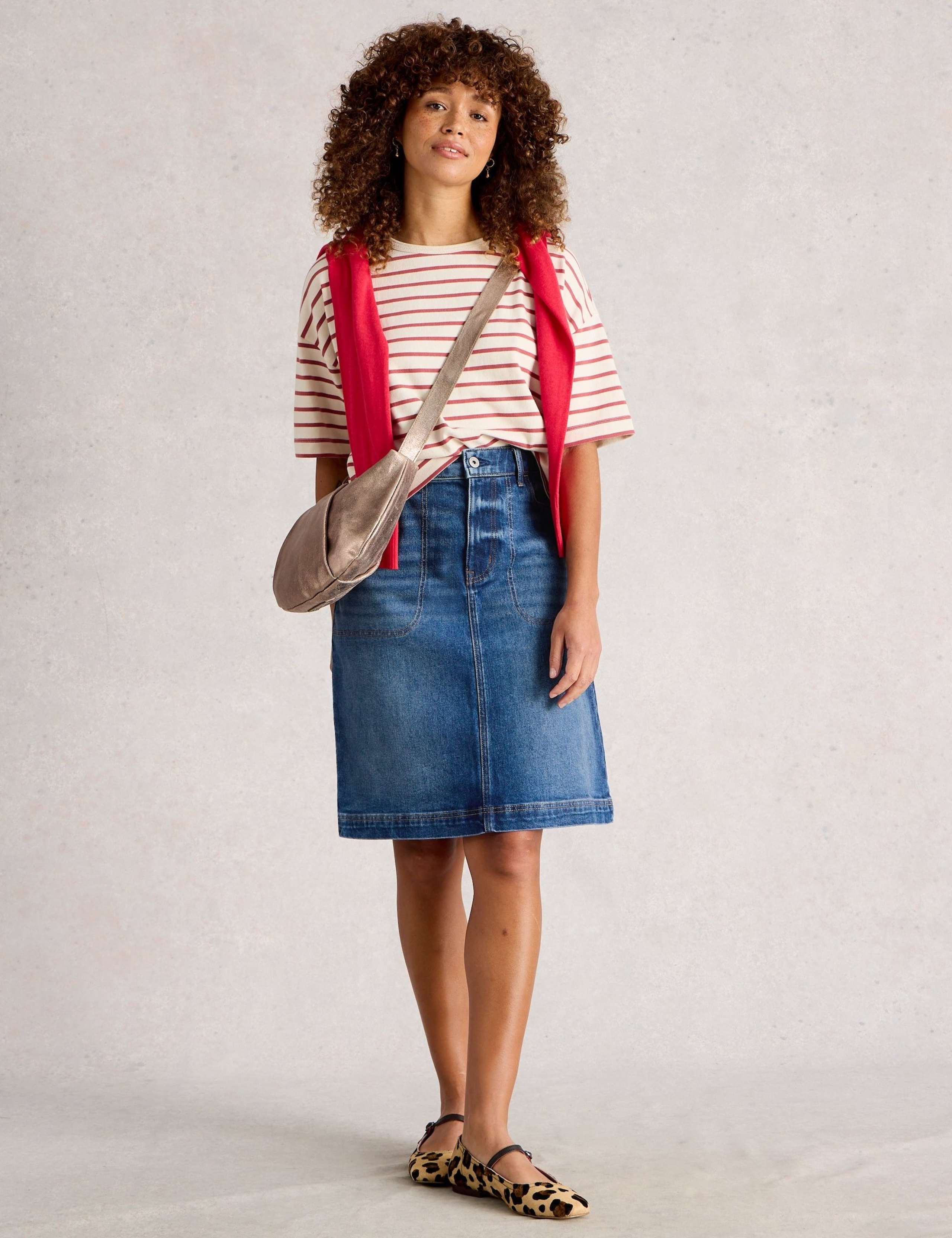 Denim Knee Length Skirt
