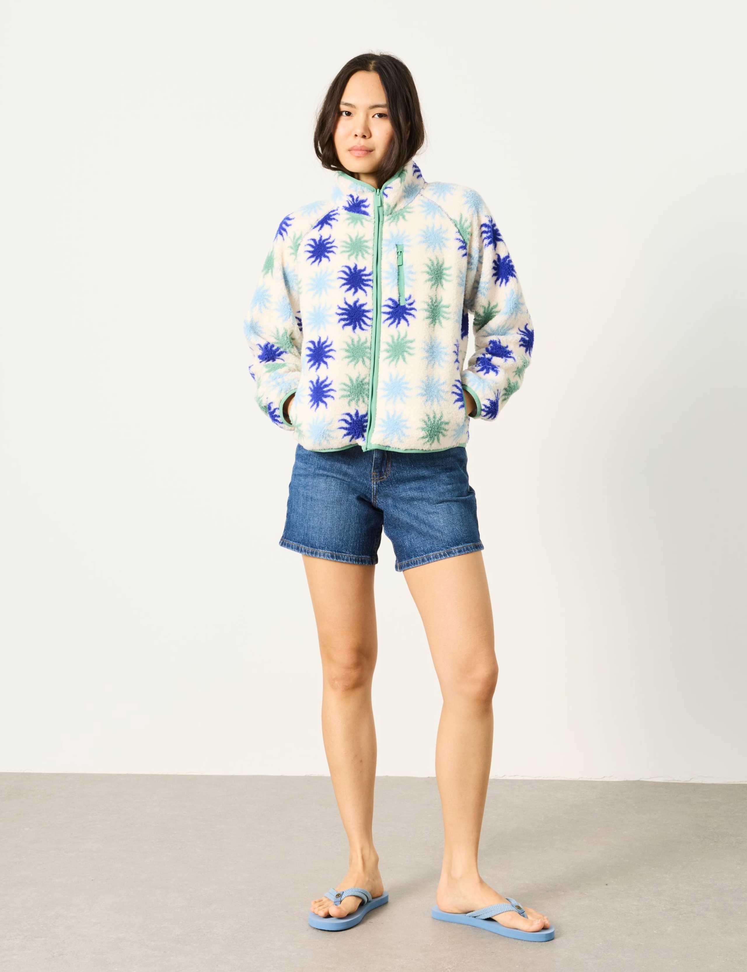 Printed Zip-Through Fleece Sweatshirt