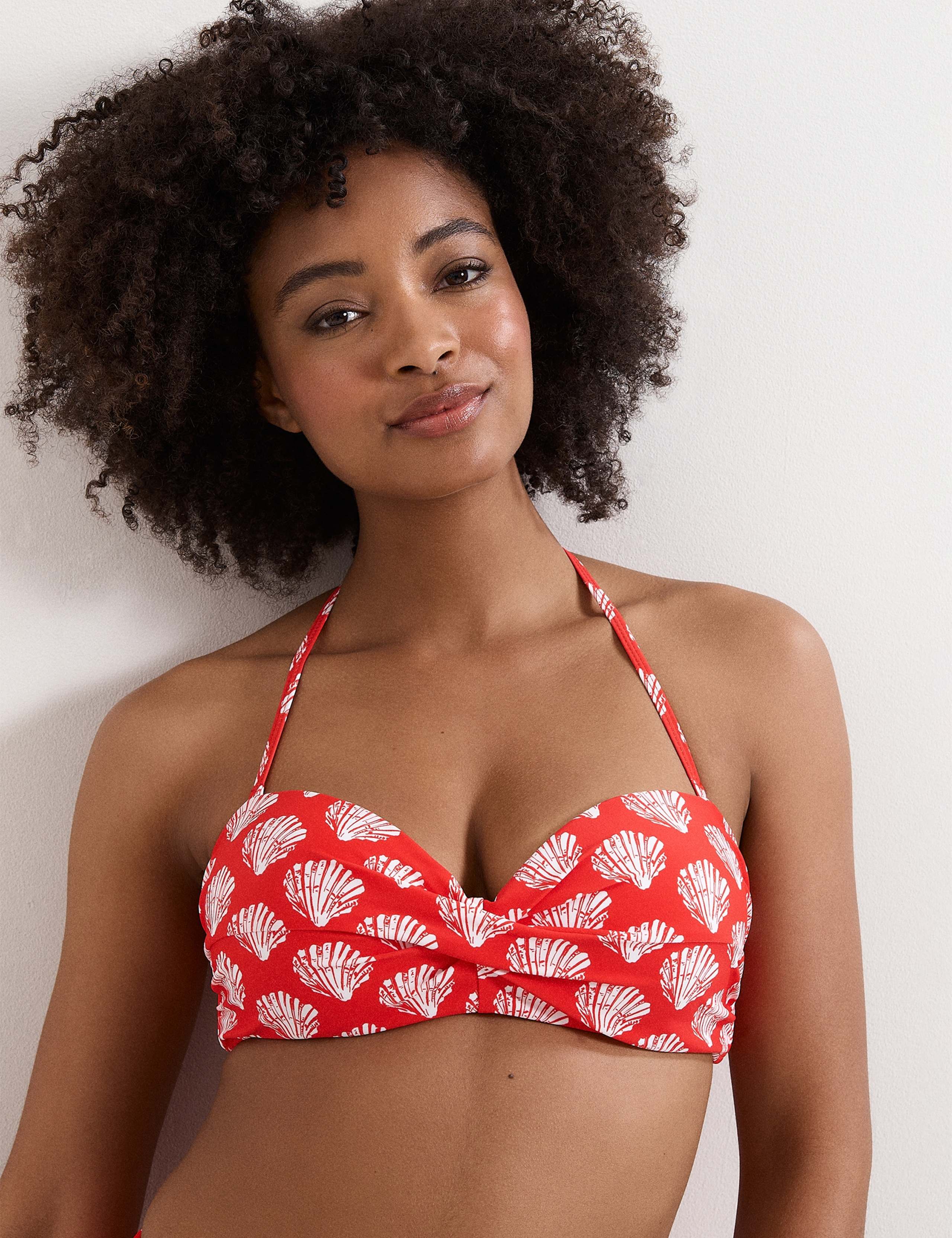 Shell Print Sweetheart Neck Bikini Top