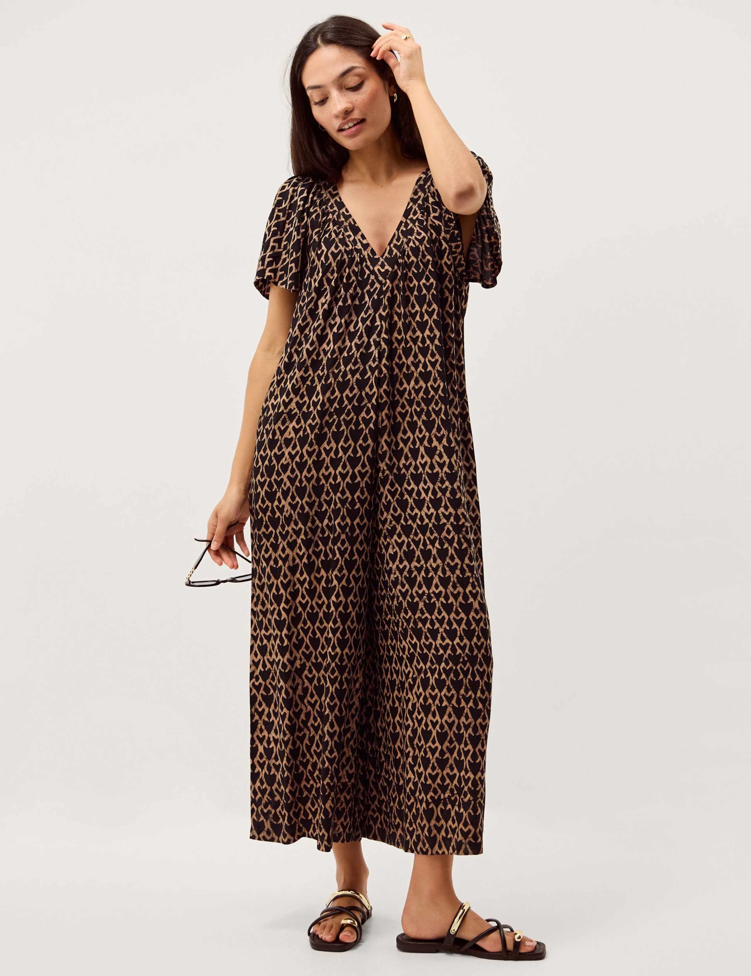 Geometric Angel Sleeve Wide Leg Jumpsuit