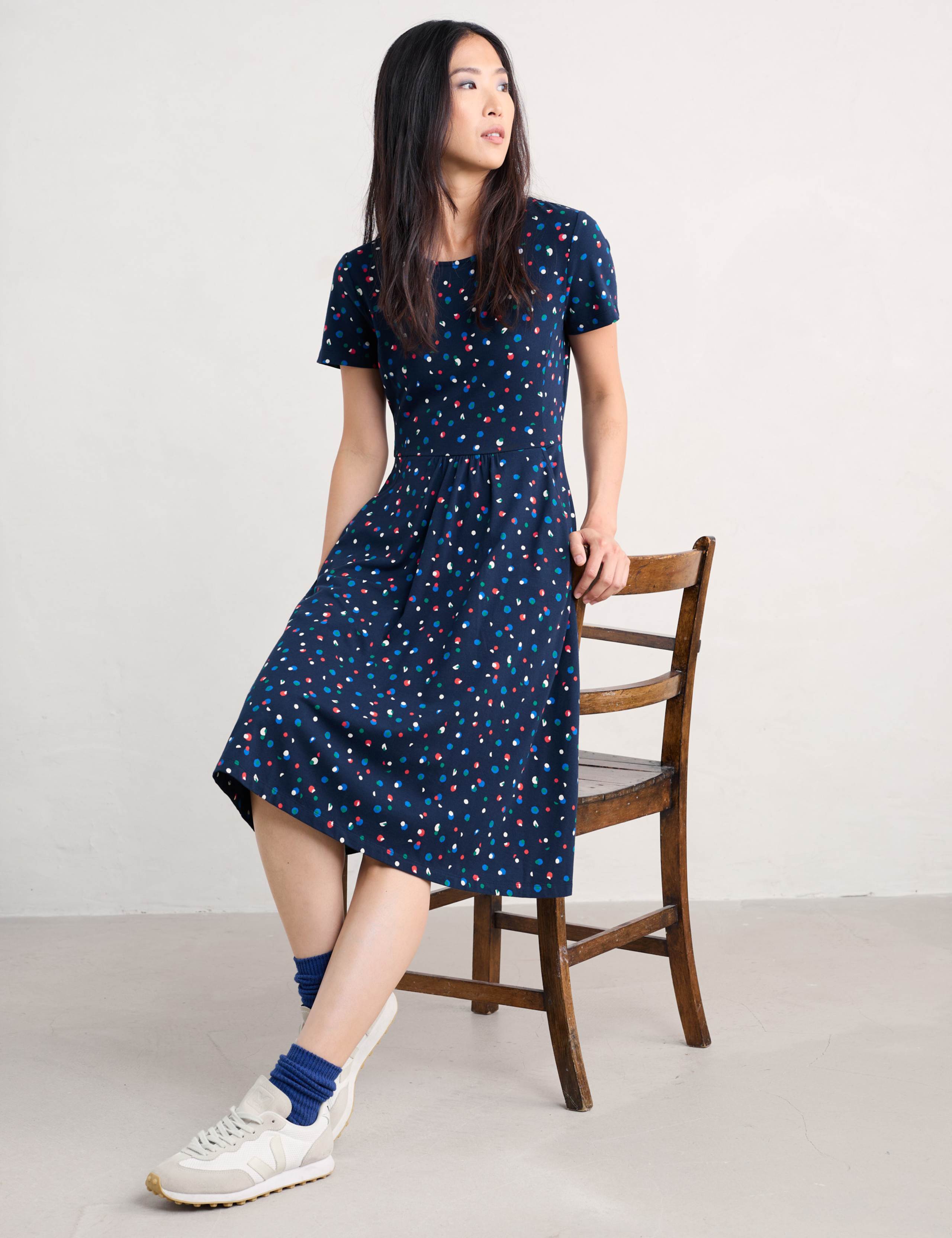 Cotton Rich Polka Dot Midi Skater Dress