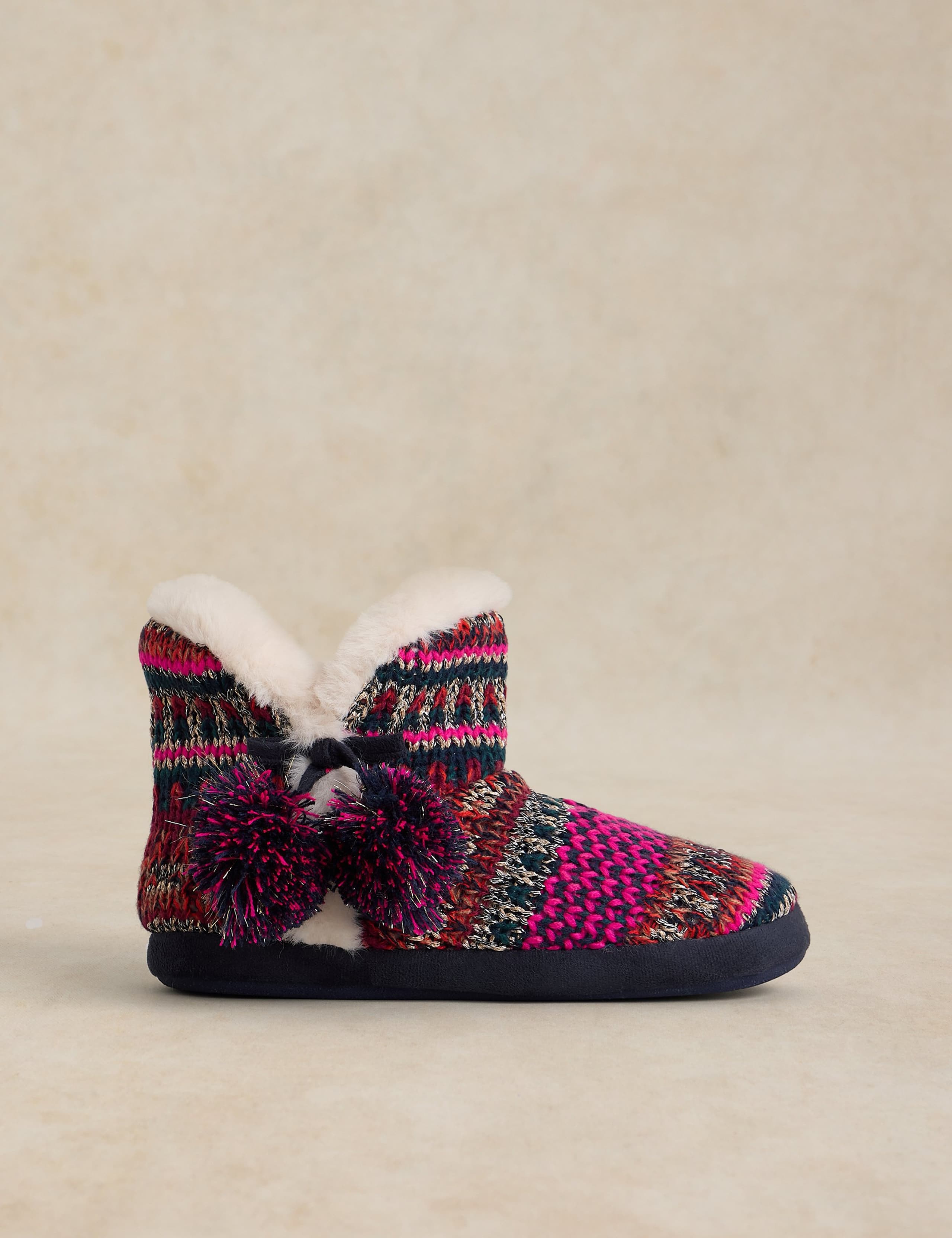 Fair Isle Knitted Slipper Boots
