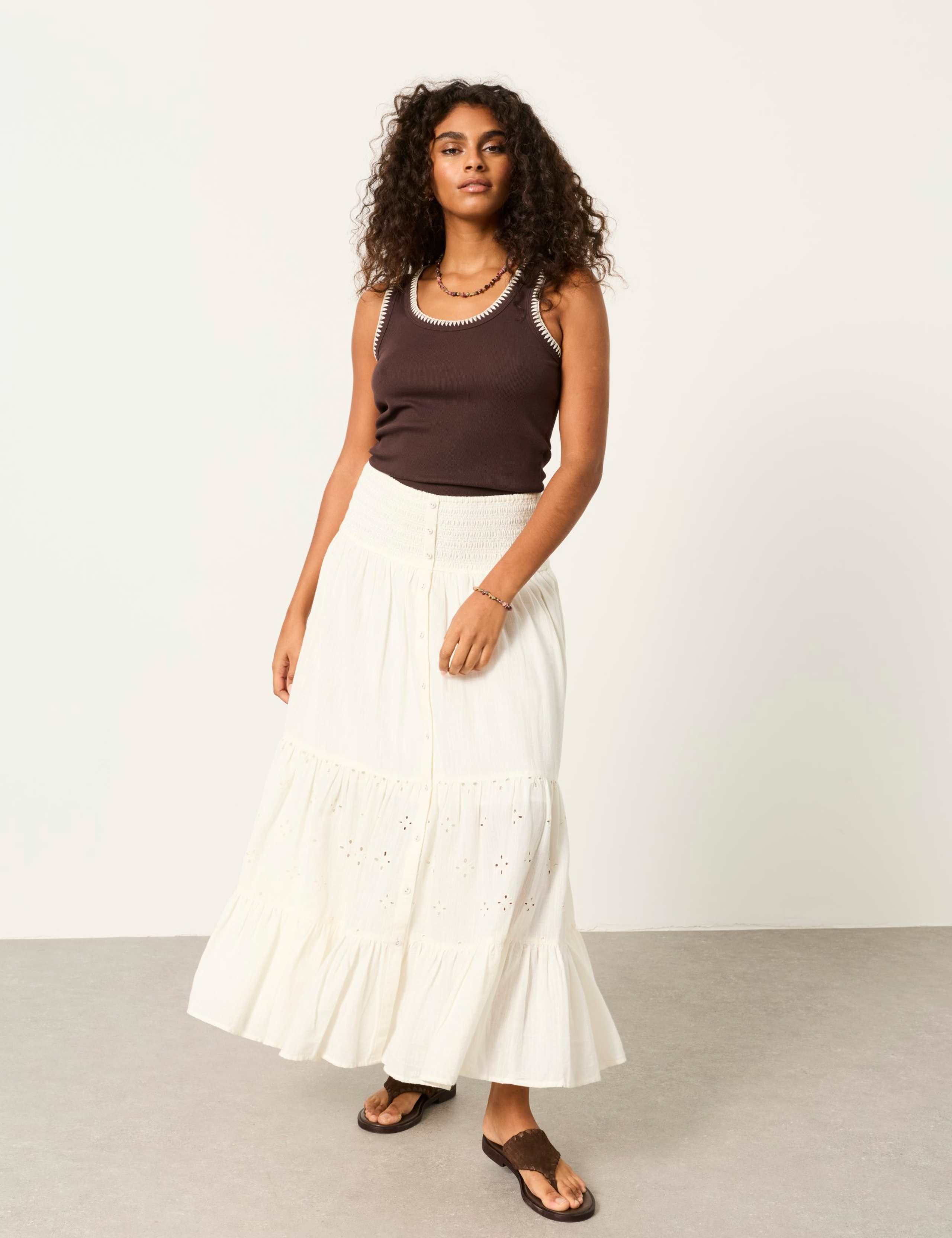 Cotton Rich Ribbed Scoop Neck Vest