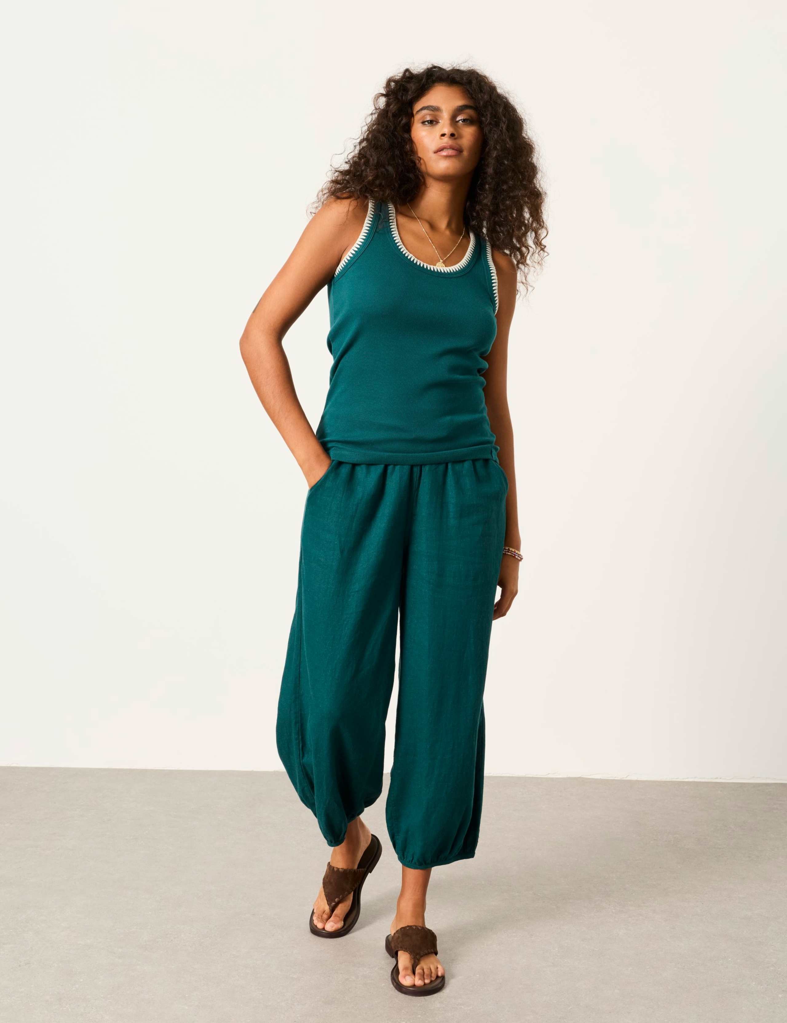 Cotton Rich Ribbed Scoop Neck Vest