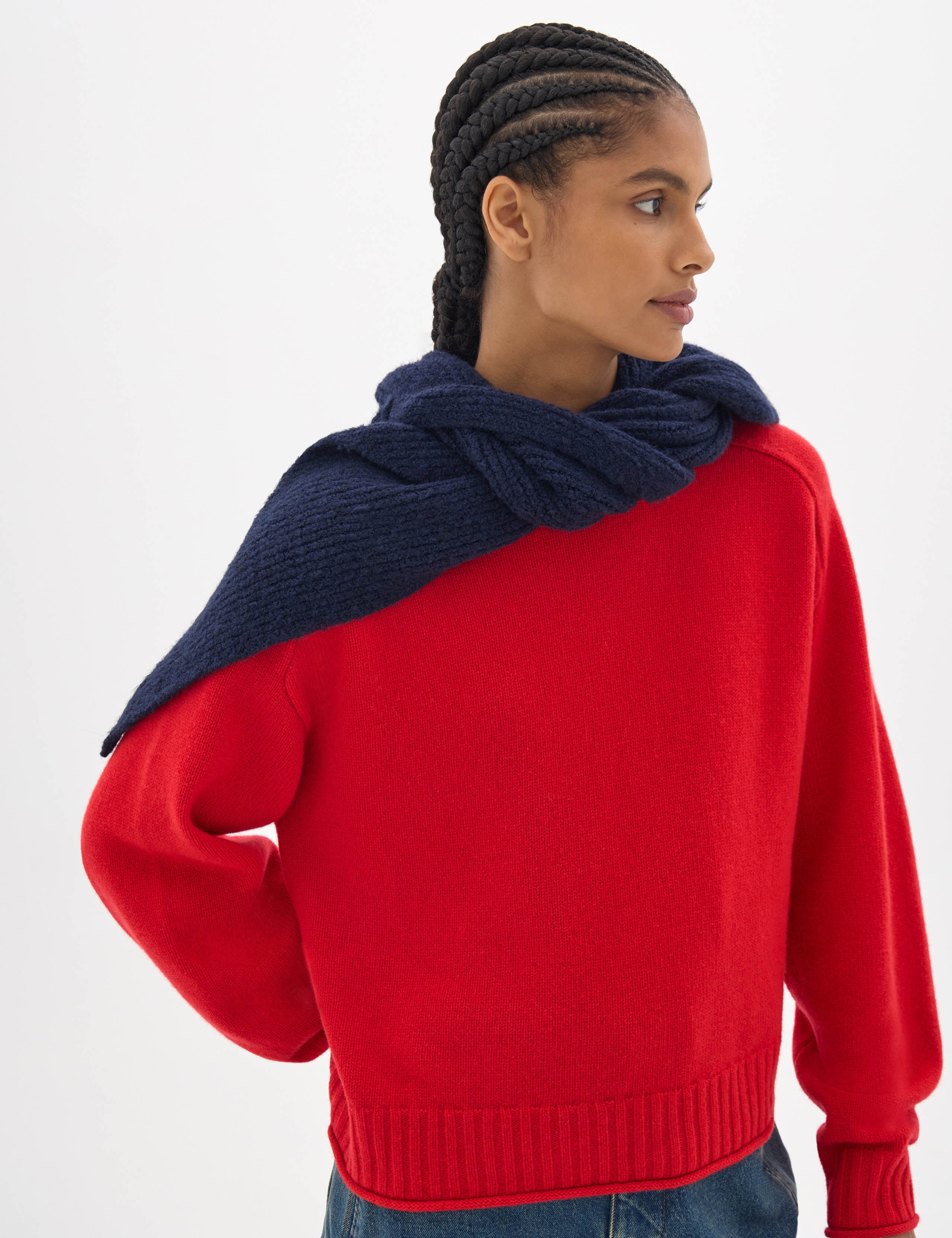Knitted Textured Hooded Scarf