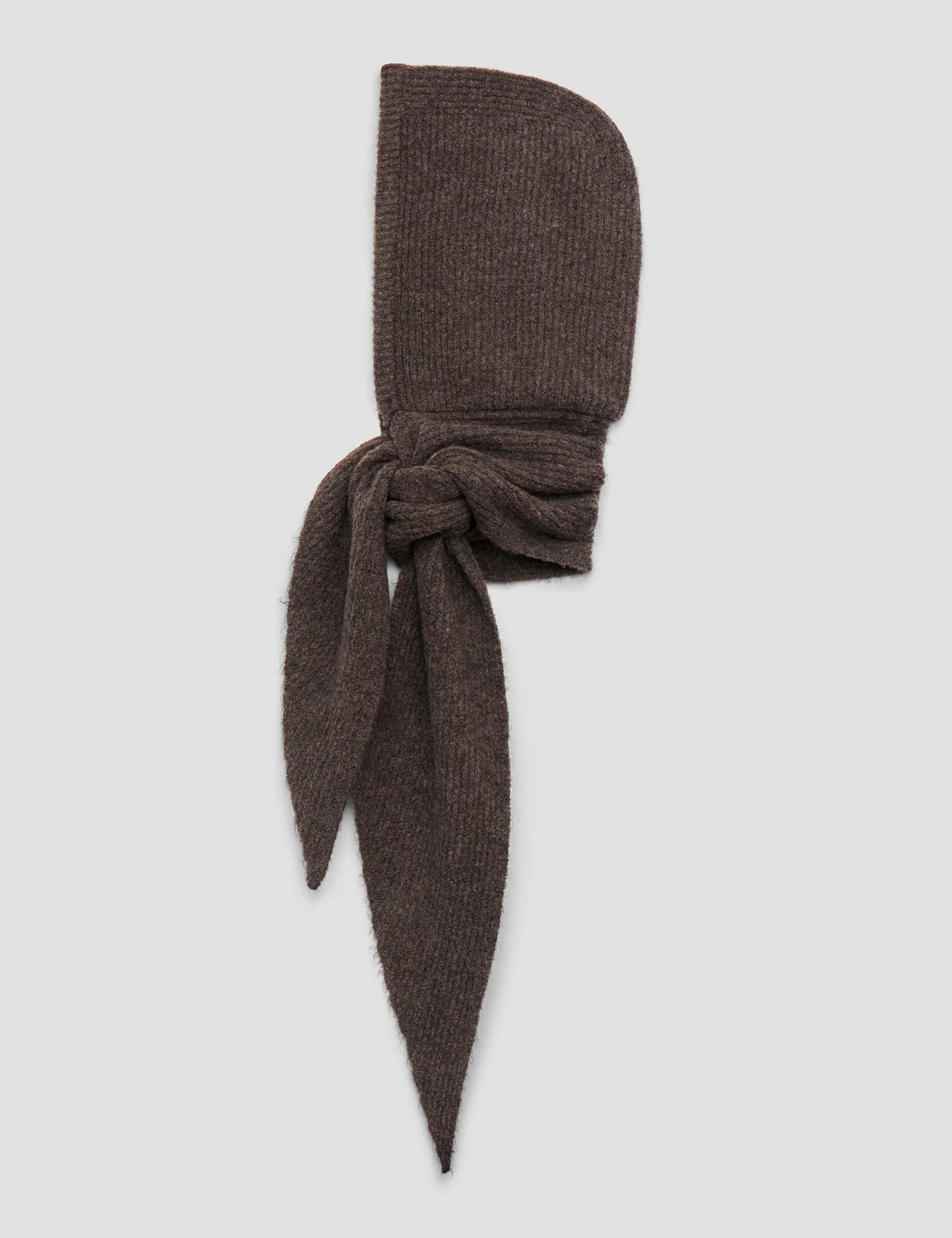 Knitted Textured Hooded Scarf