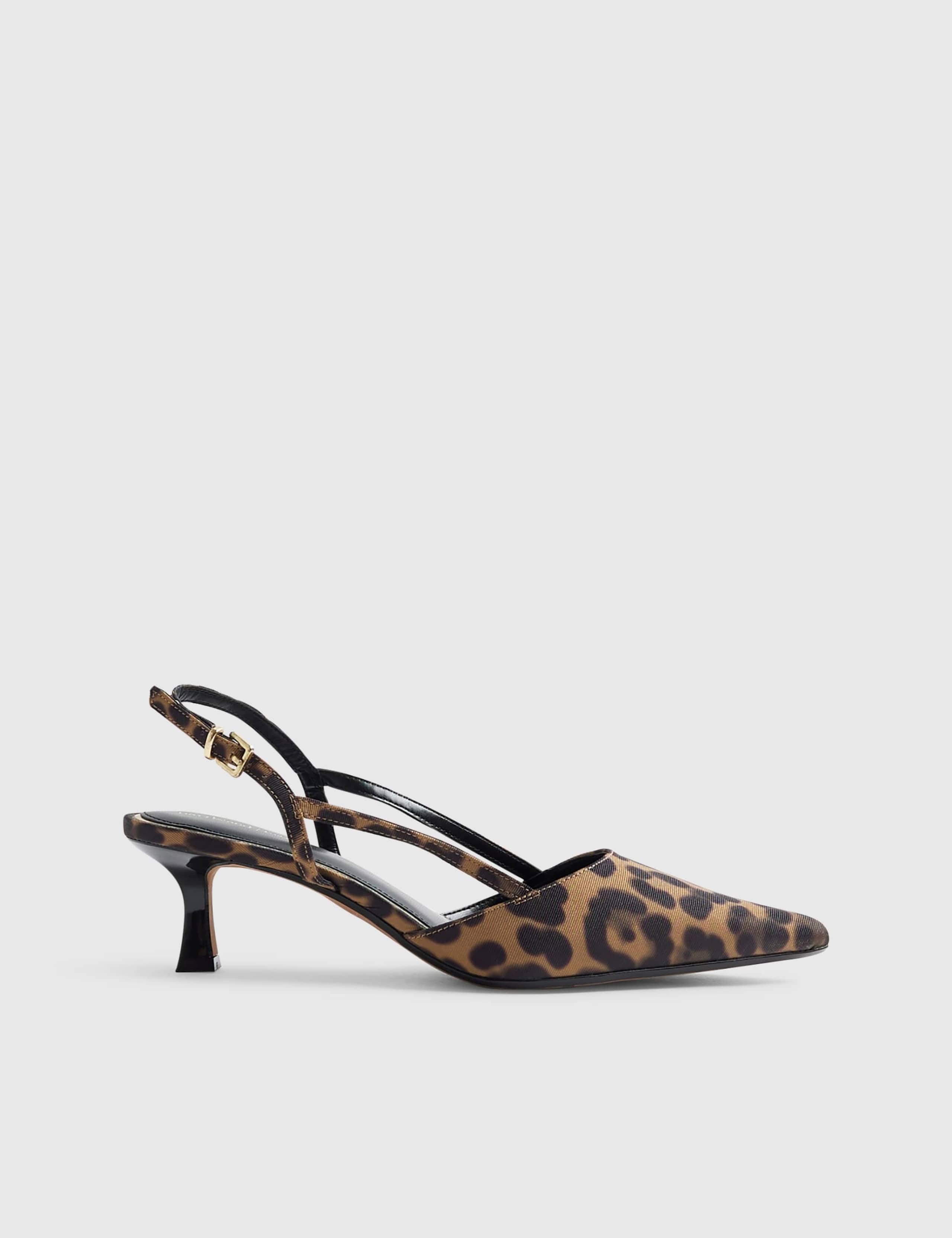 Leopard Print Kitten Heel Pointed Slingback Shoes
