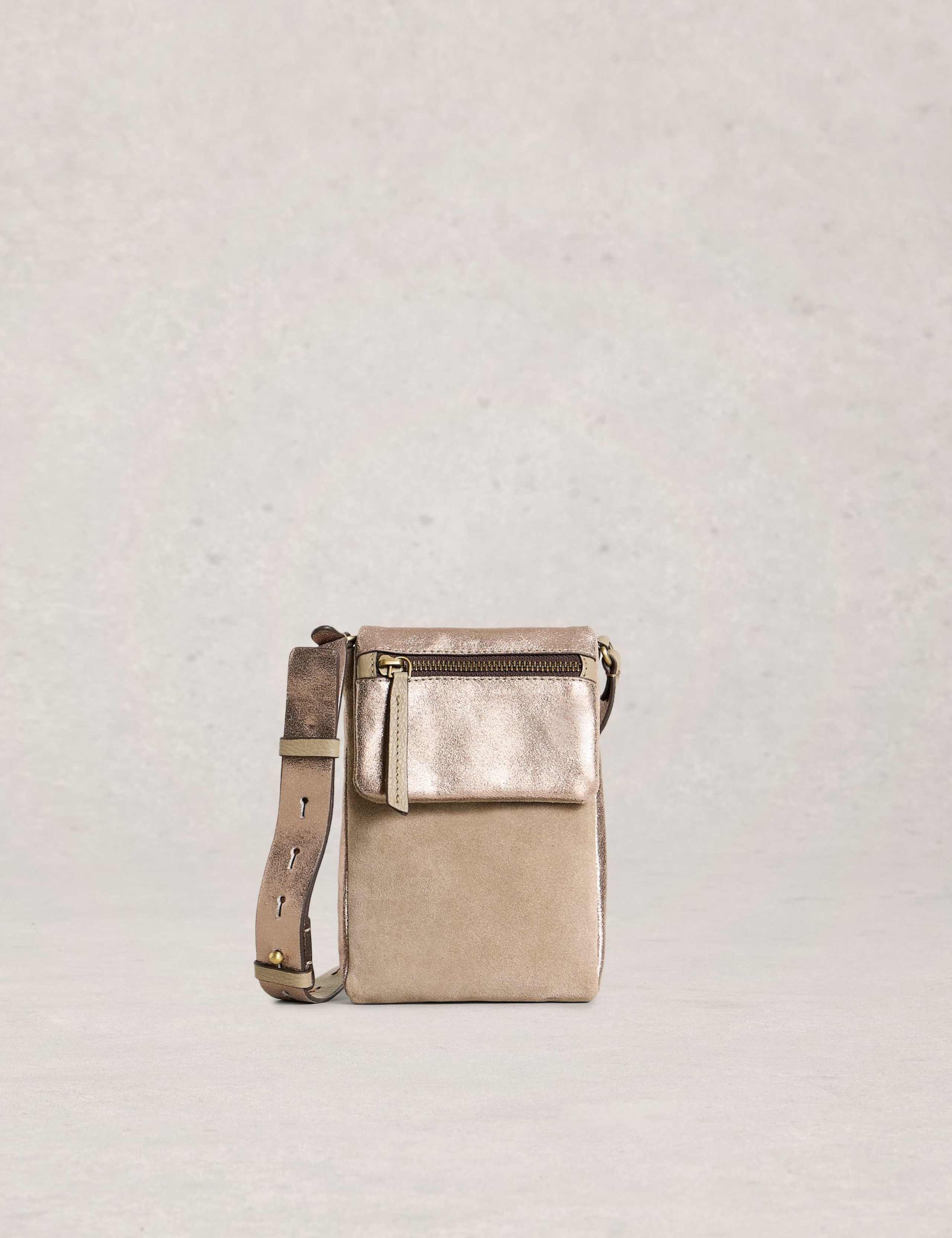 Leather Zip Detail Cross Body Phone Bag