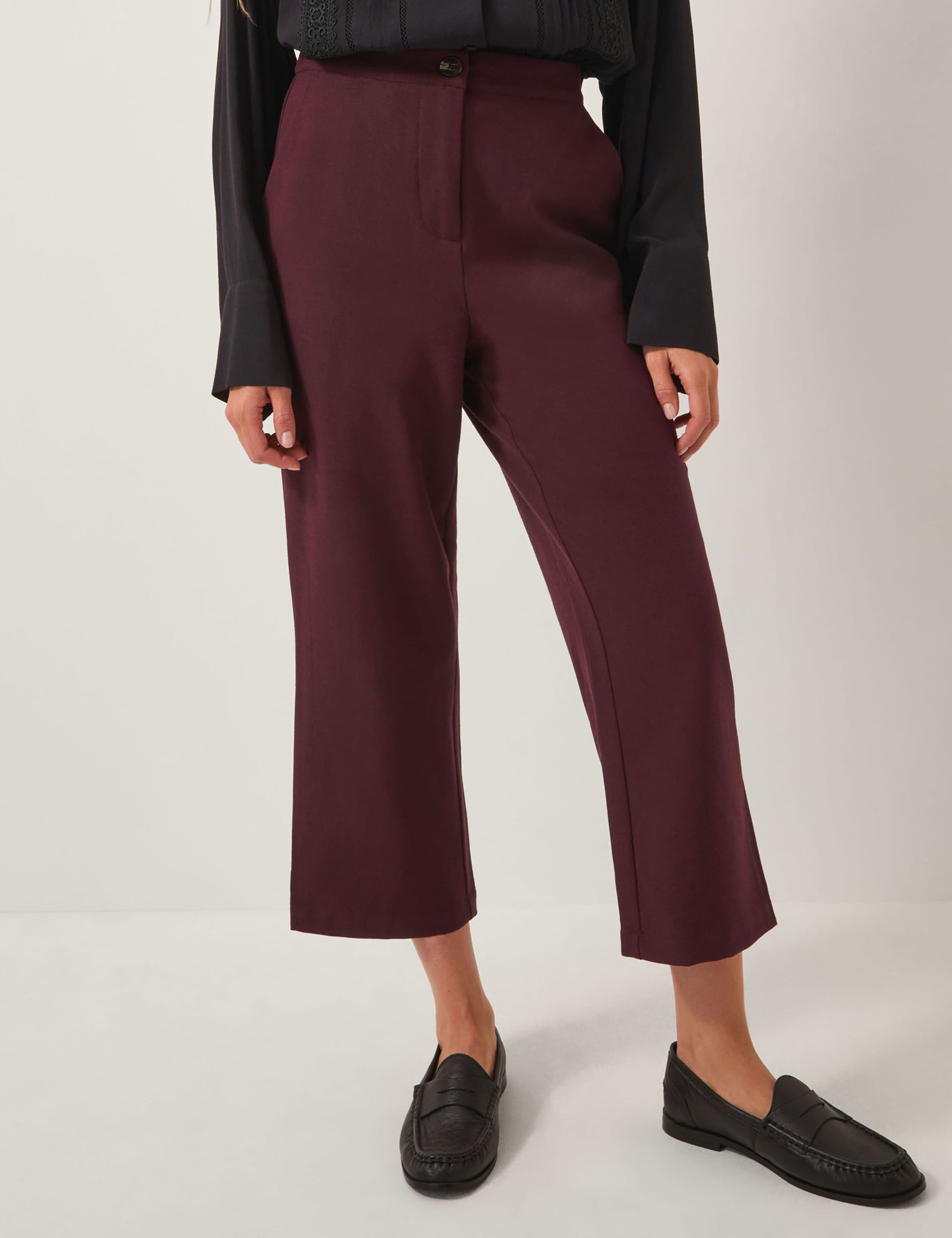 High Waisted Cropped Flared Trousers