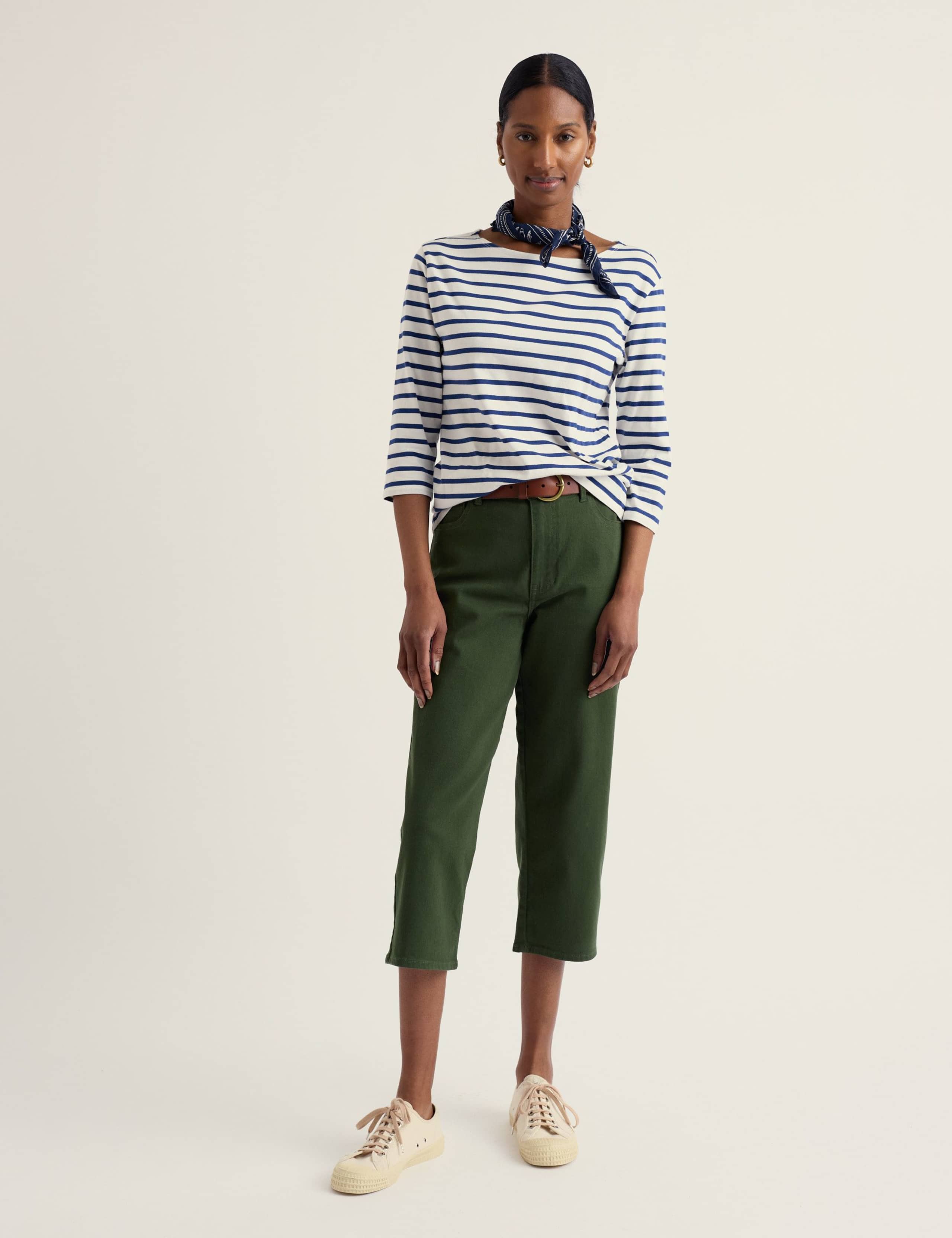 Cotton Rich Straight Leg Cropped Trousers