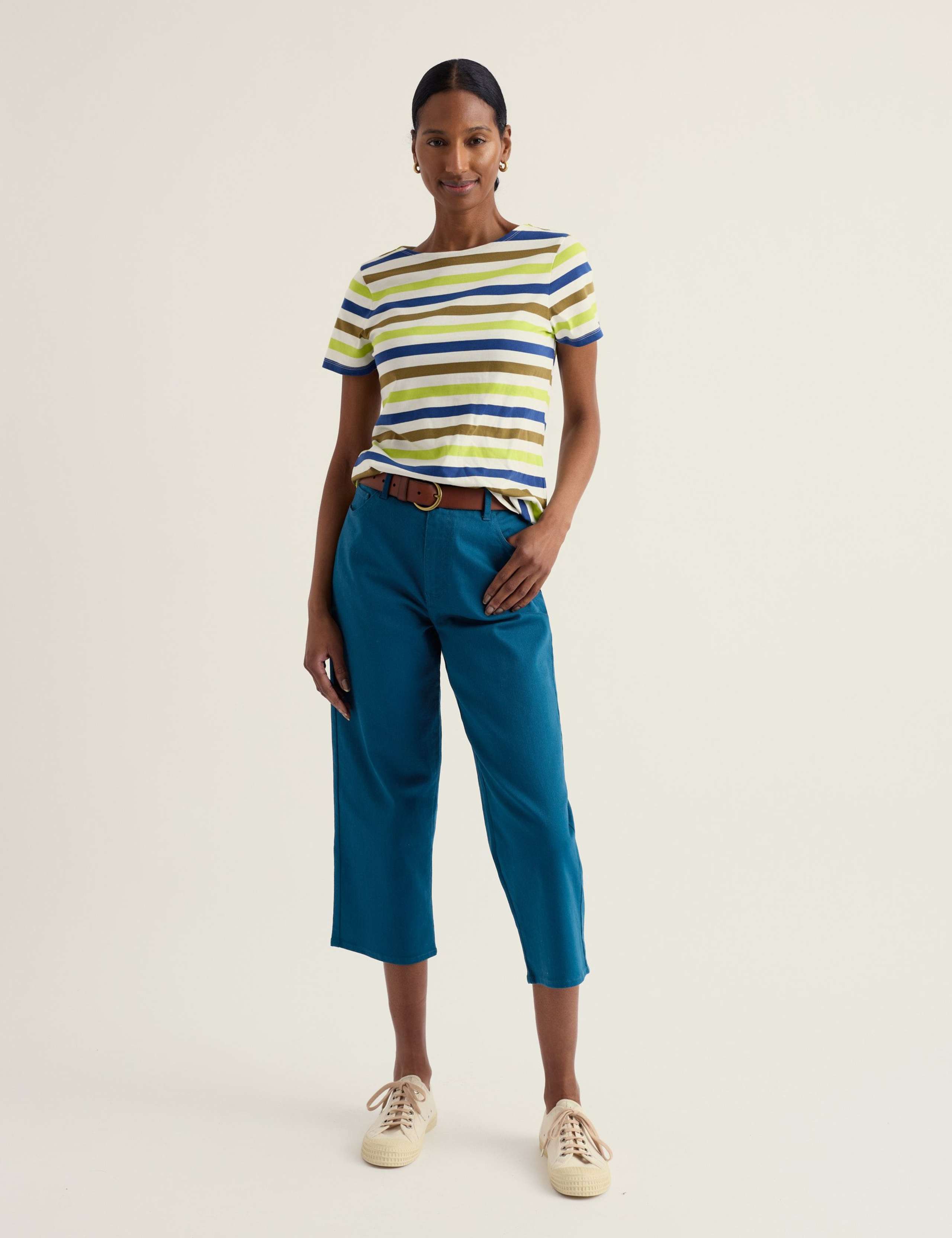 Cotton Rich Straight Leg Cropped Trousers