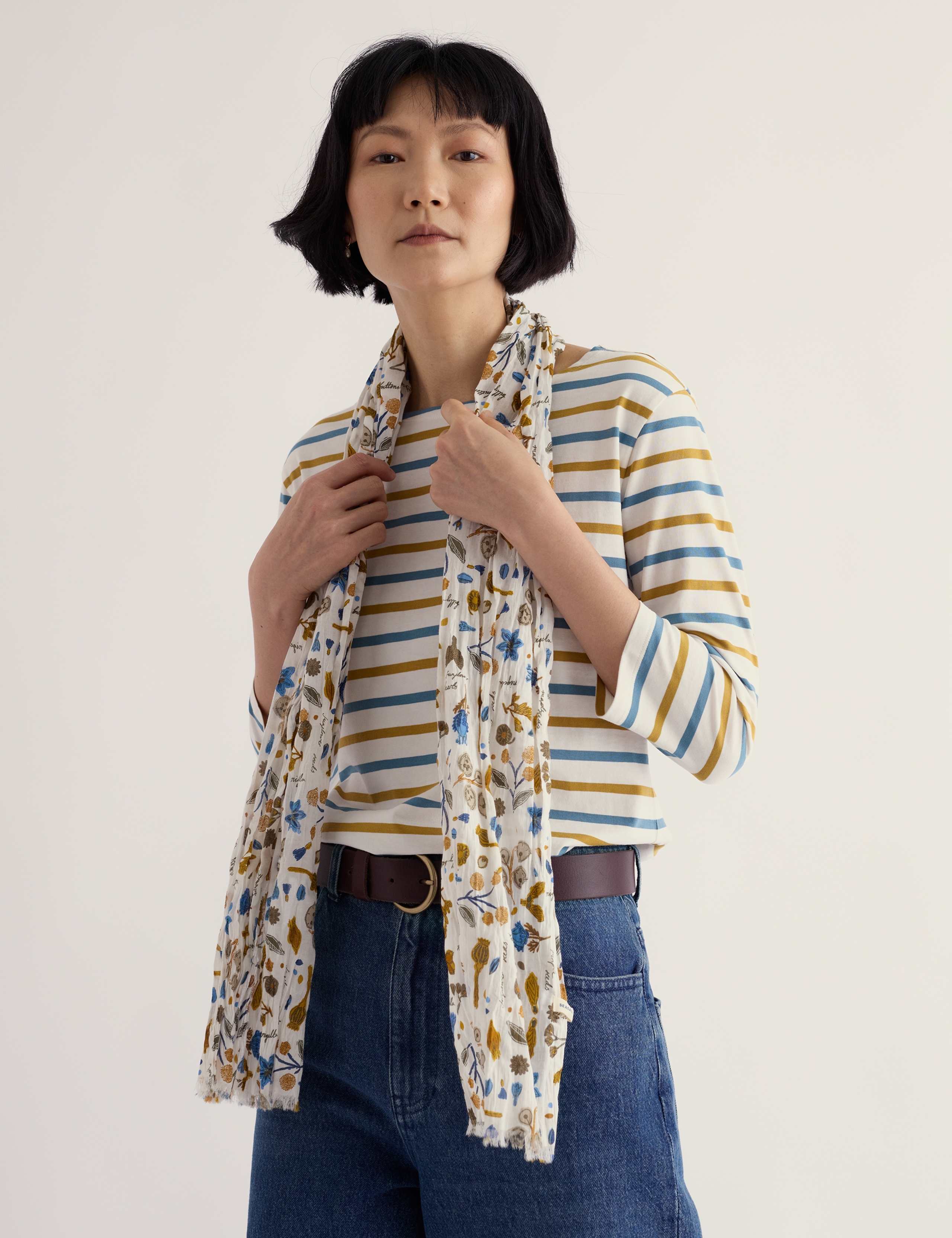 Pure Cotton Floral Scarf