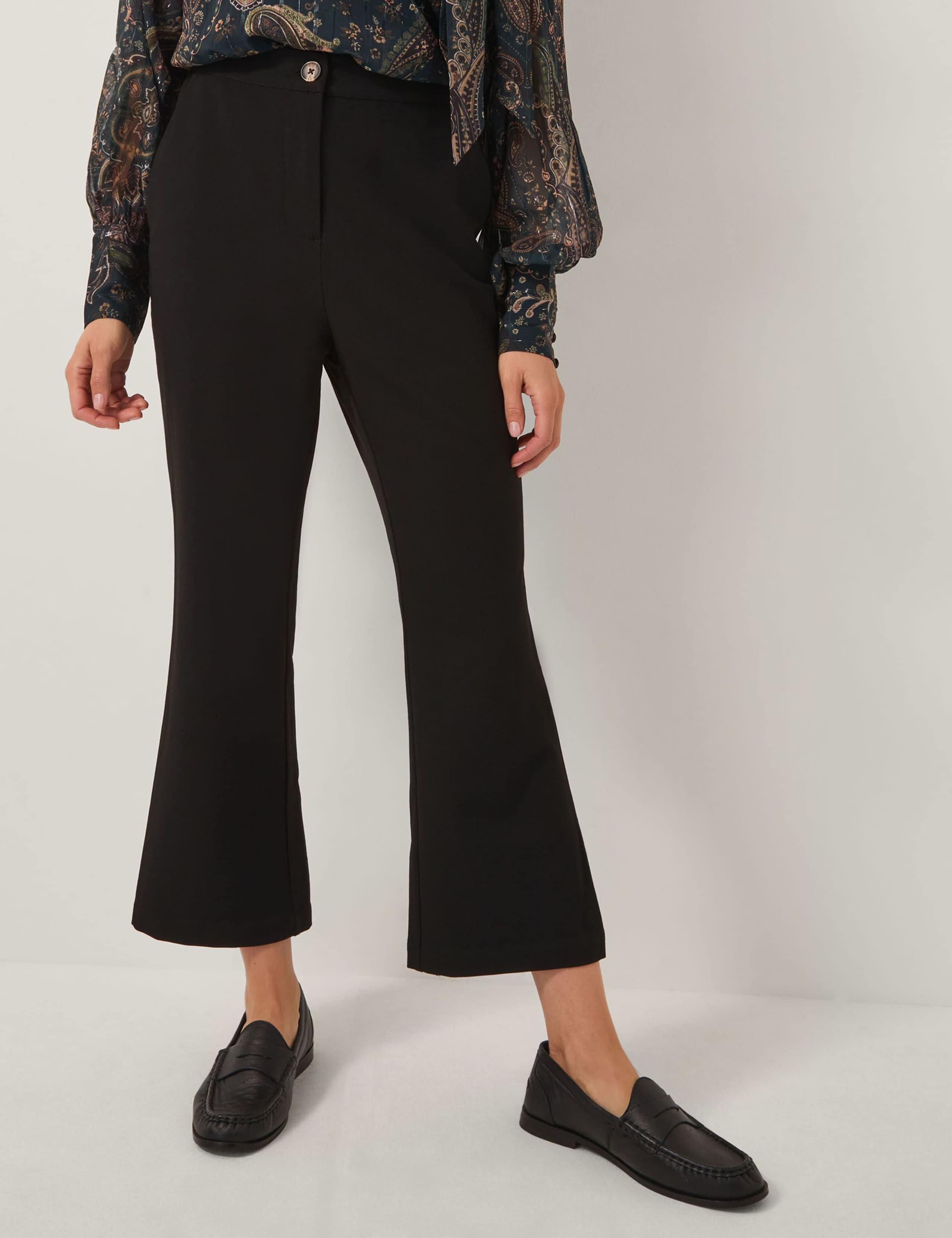 High Waisted Flared Cropped Trousers