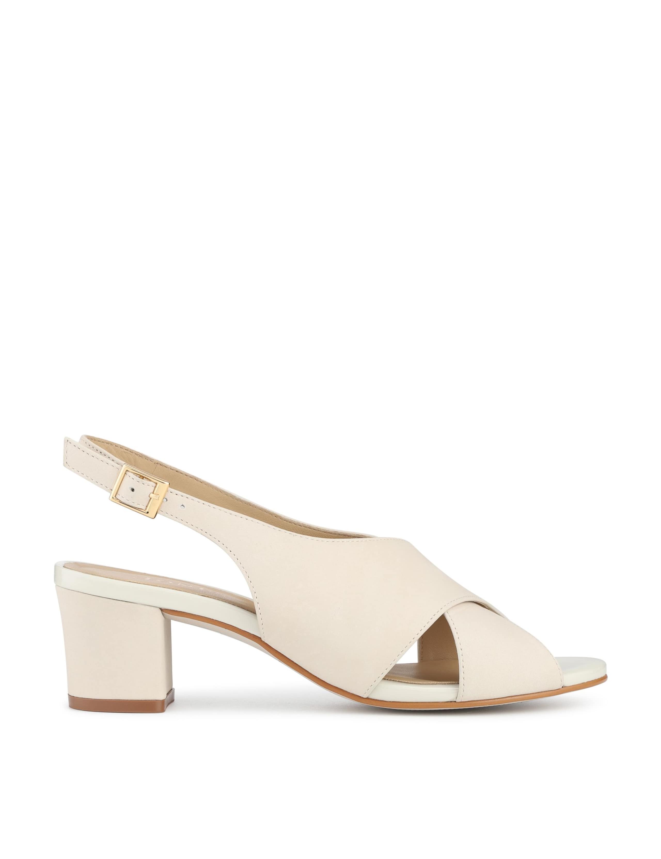 Leather Block Heel Slingback Sandals