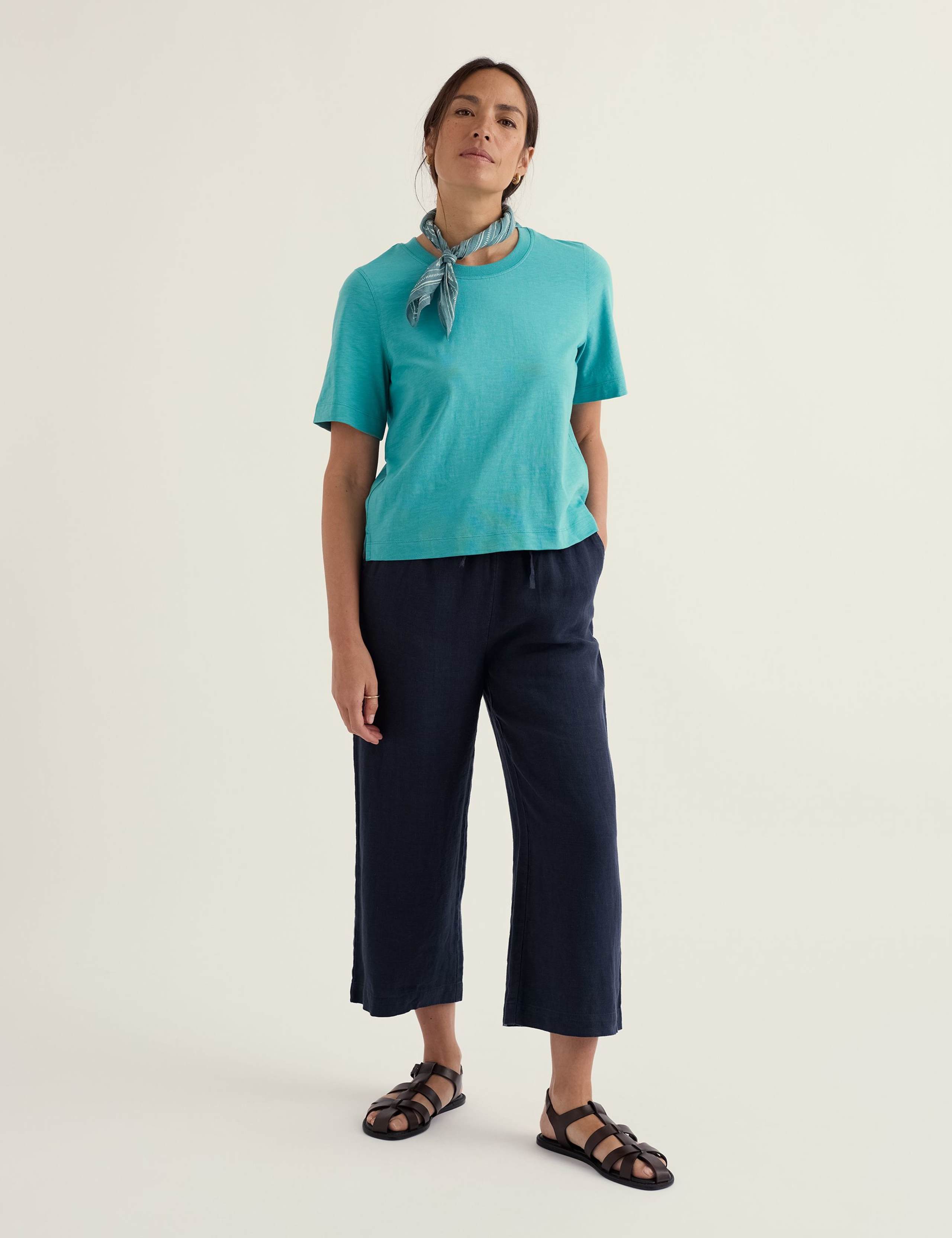 Pure Linen Drawstring Wide Leg Culottes