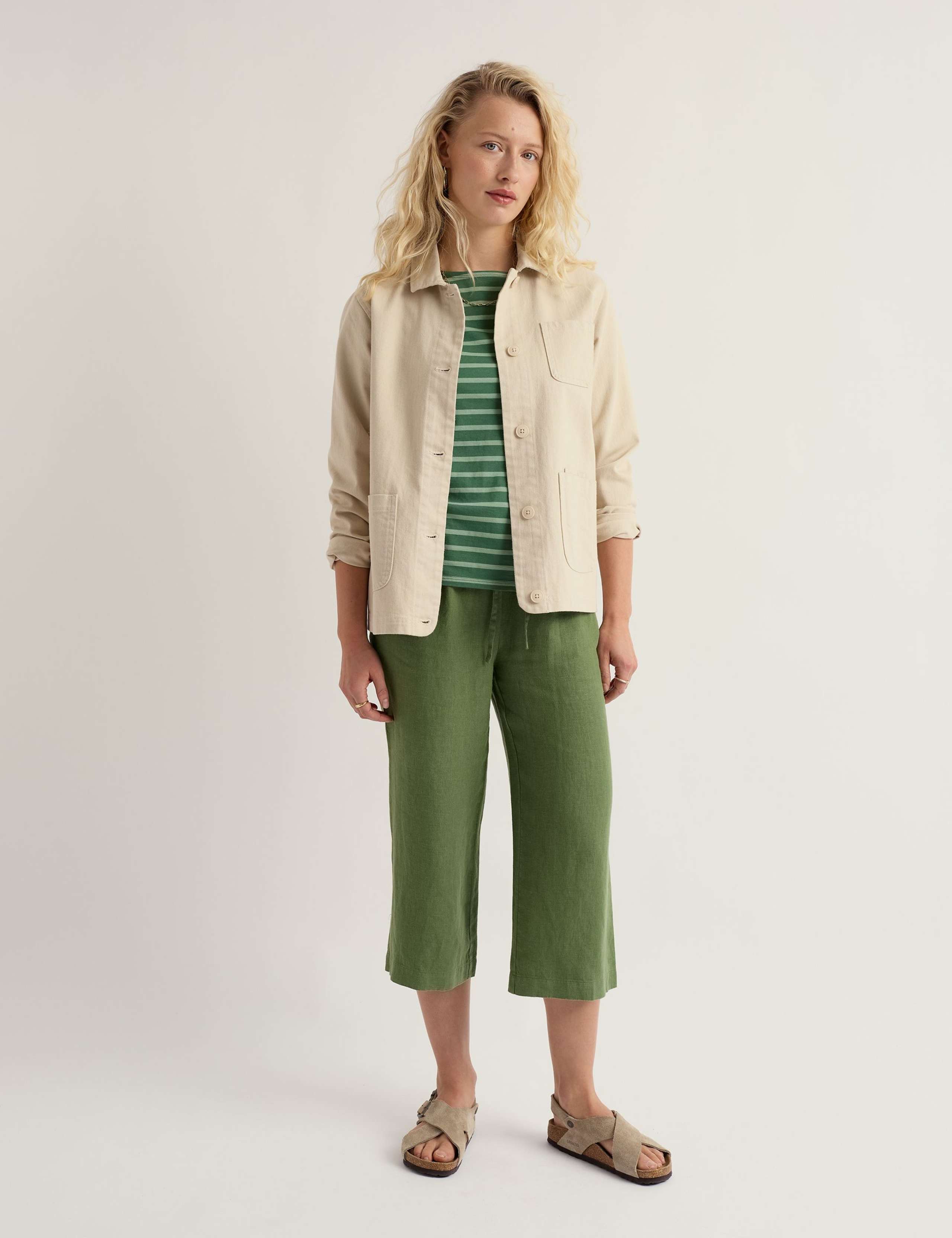 Pure Linen Drawstring Wide Leg Culottes