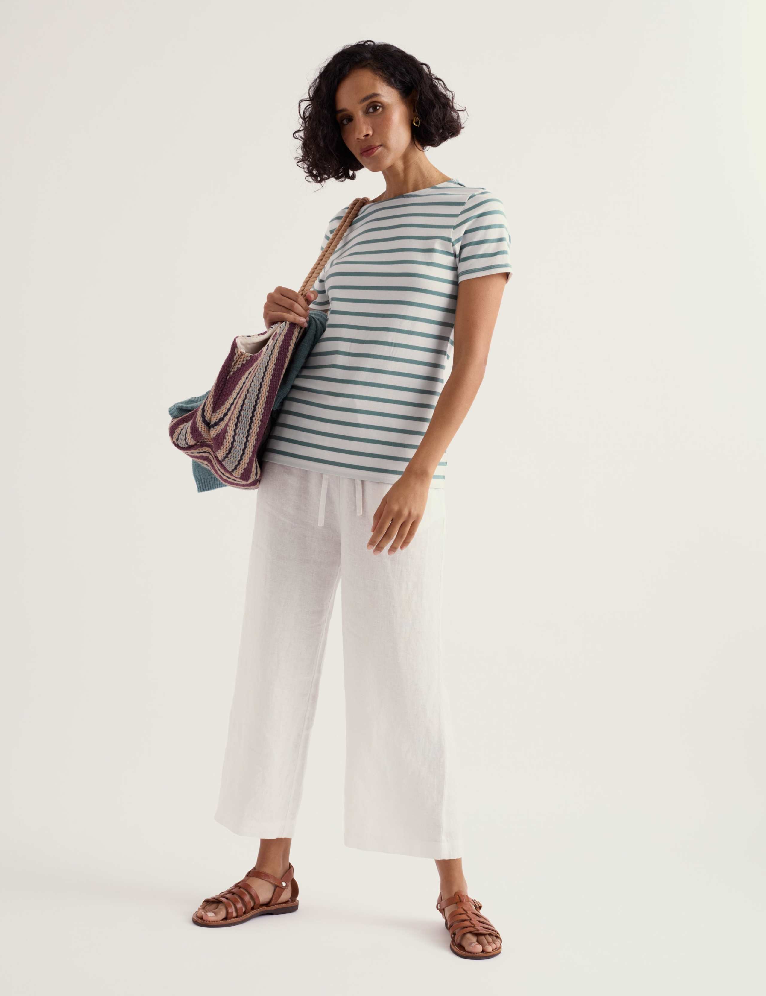 Pure Linen Drawstring Wide Leg Culottes