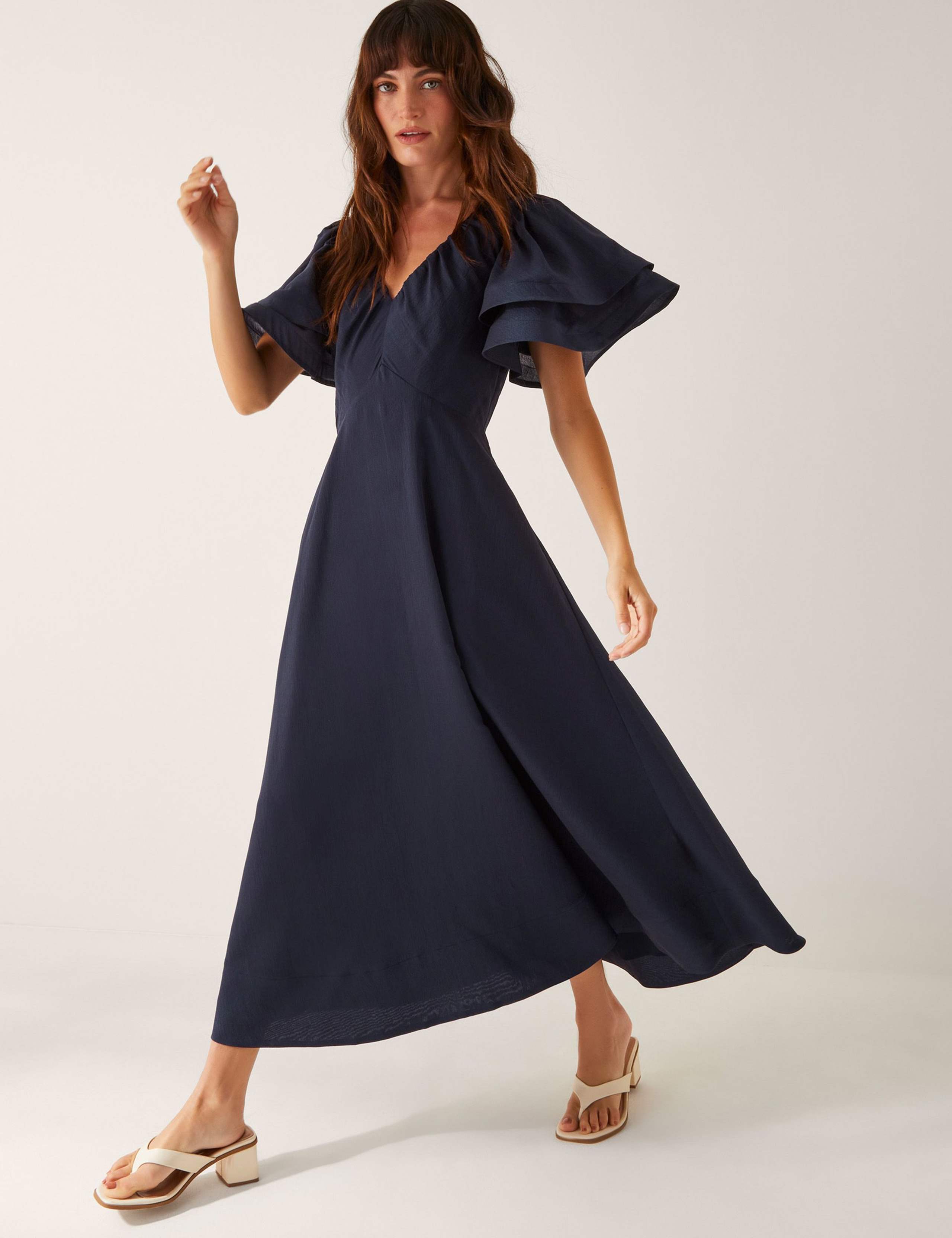 V-Neck Midi Tea Dress