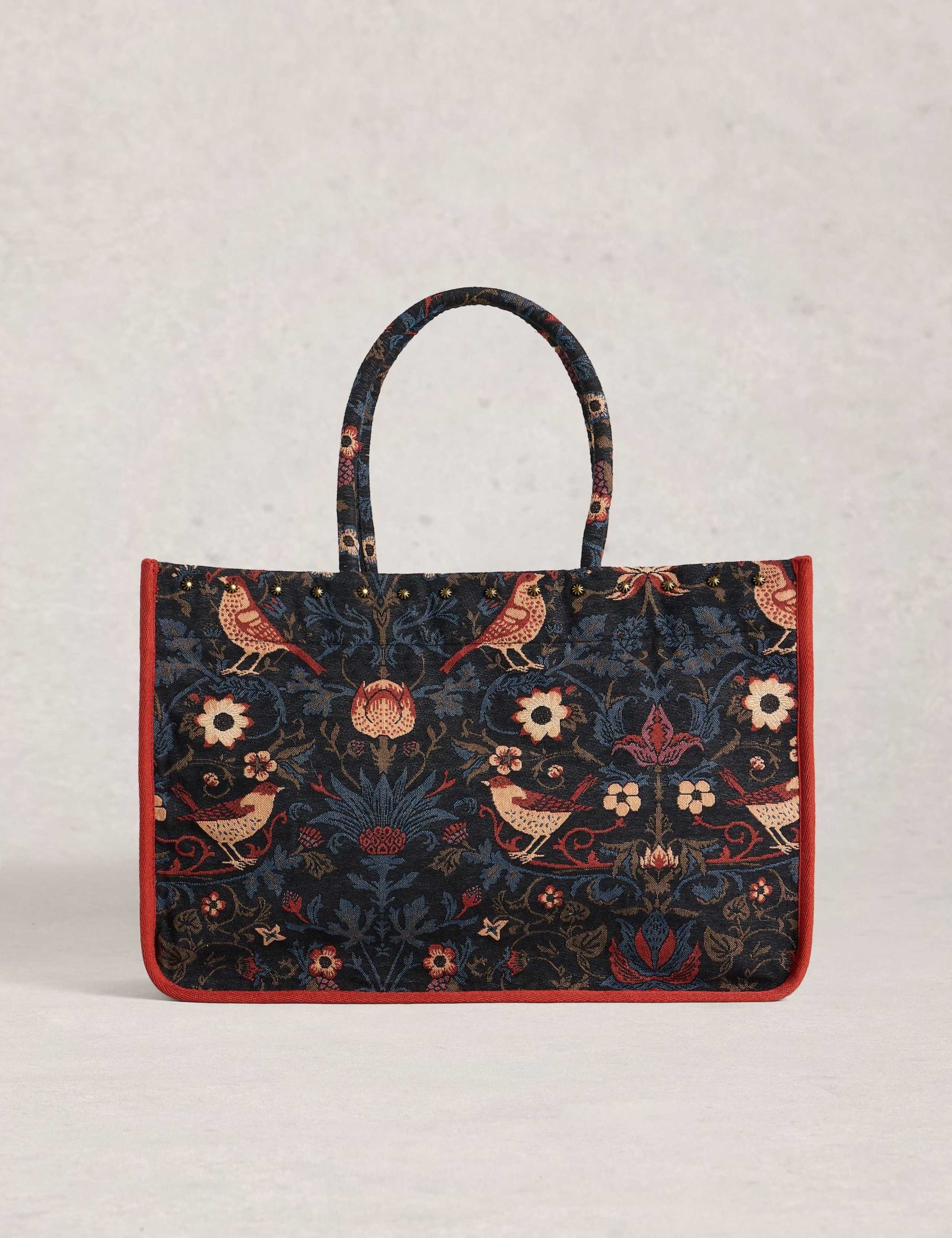 Cotton Blend Floral Jacquard Tote Bag