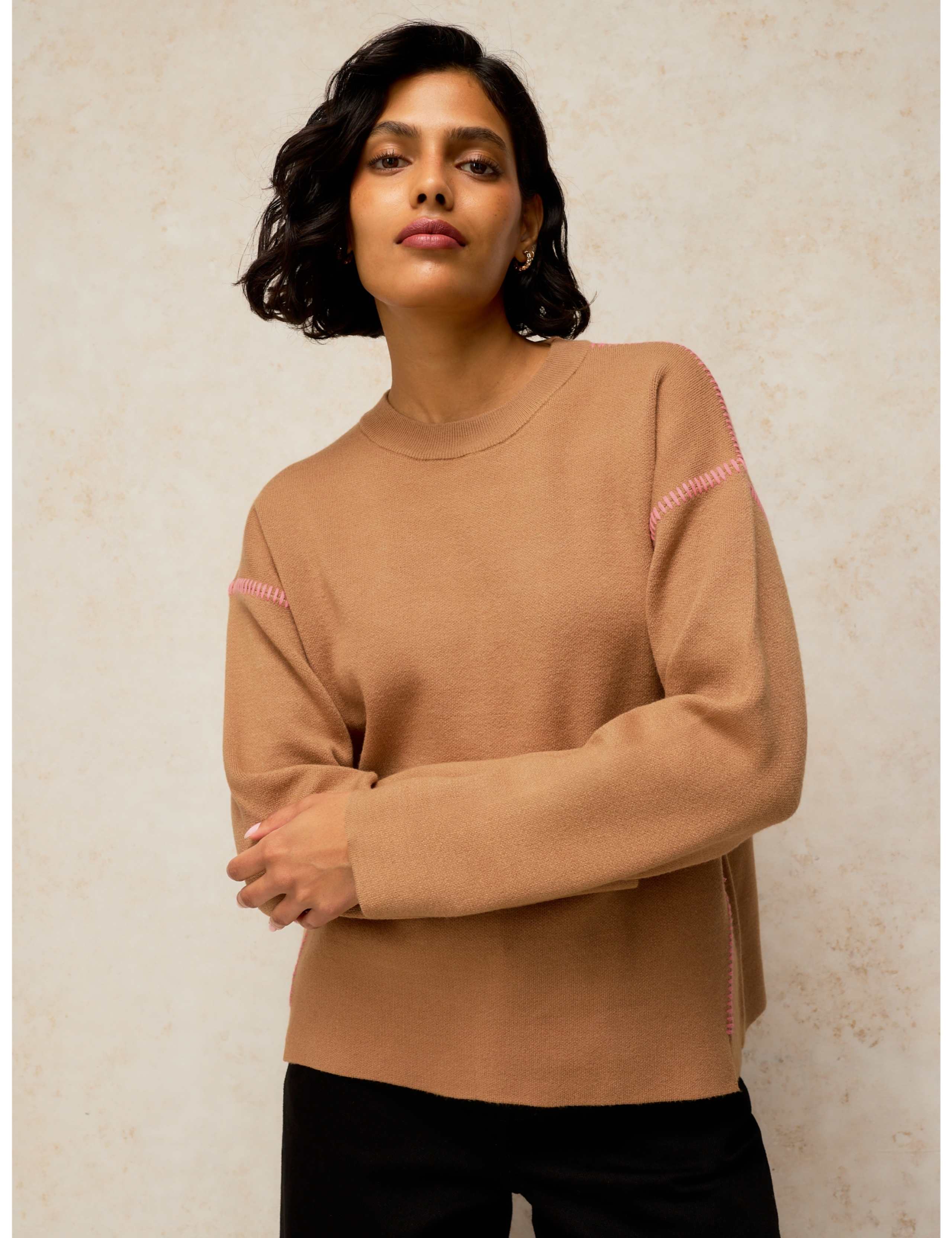 Rayon Blend Whipstitch Jumper