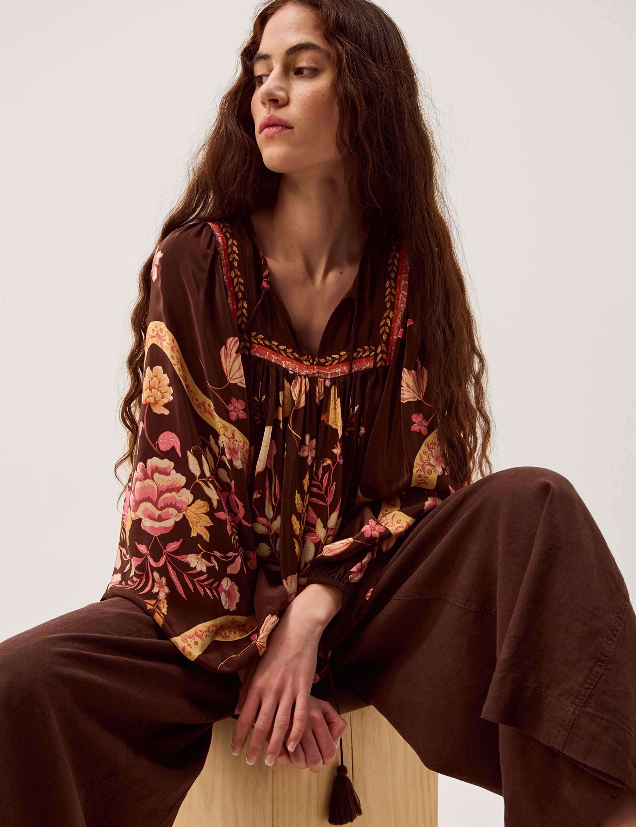 Floral Notch Neck Blouse