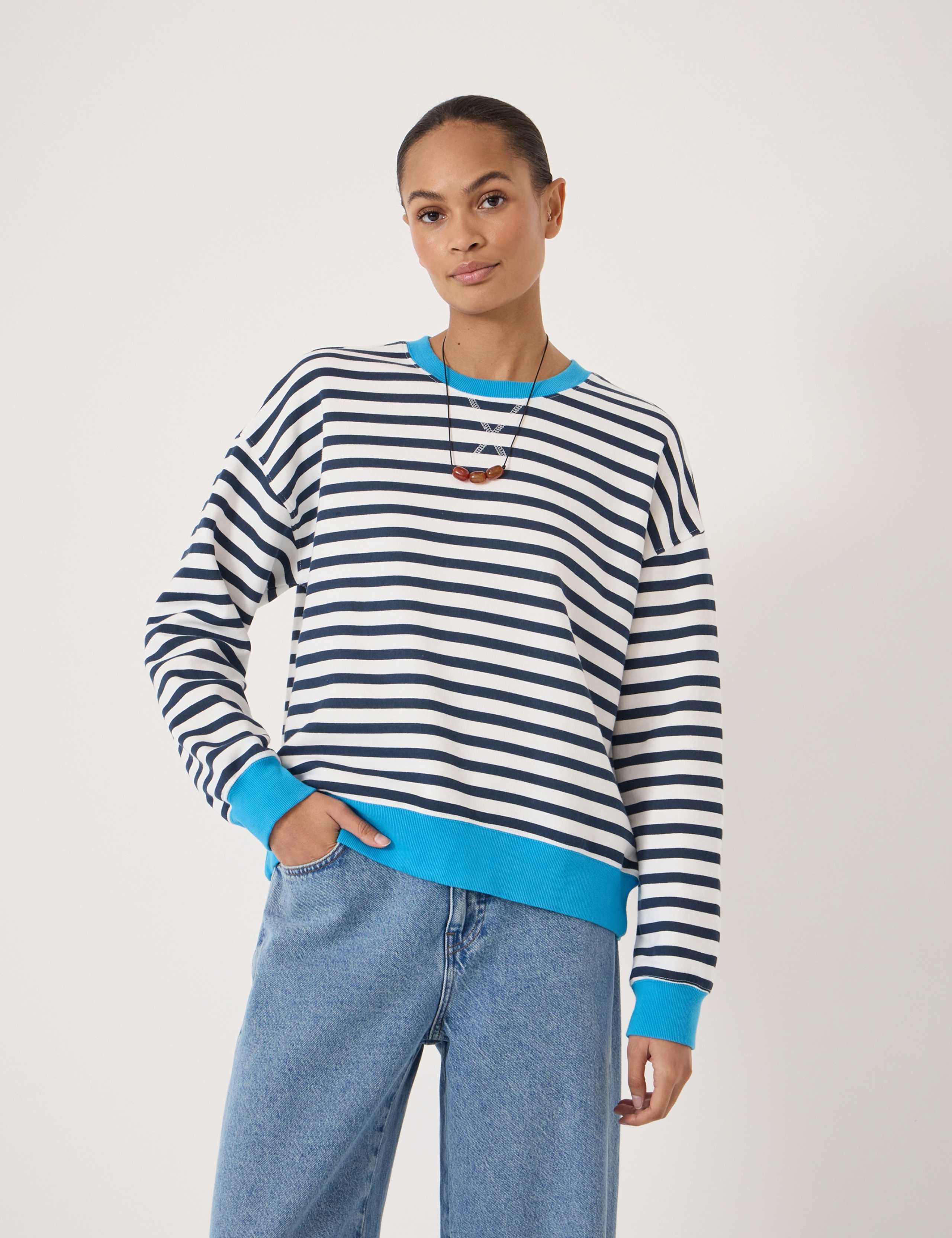 Pure Cotton Striped Sweatshirt