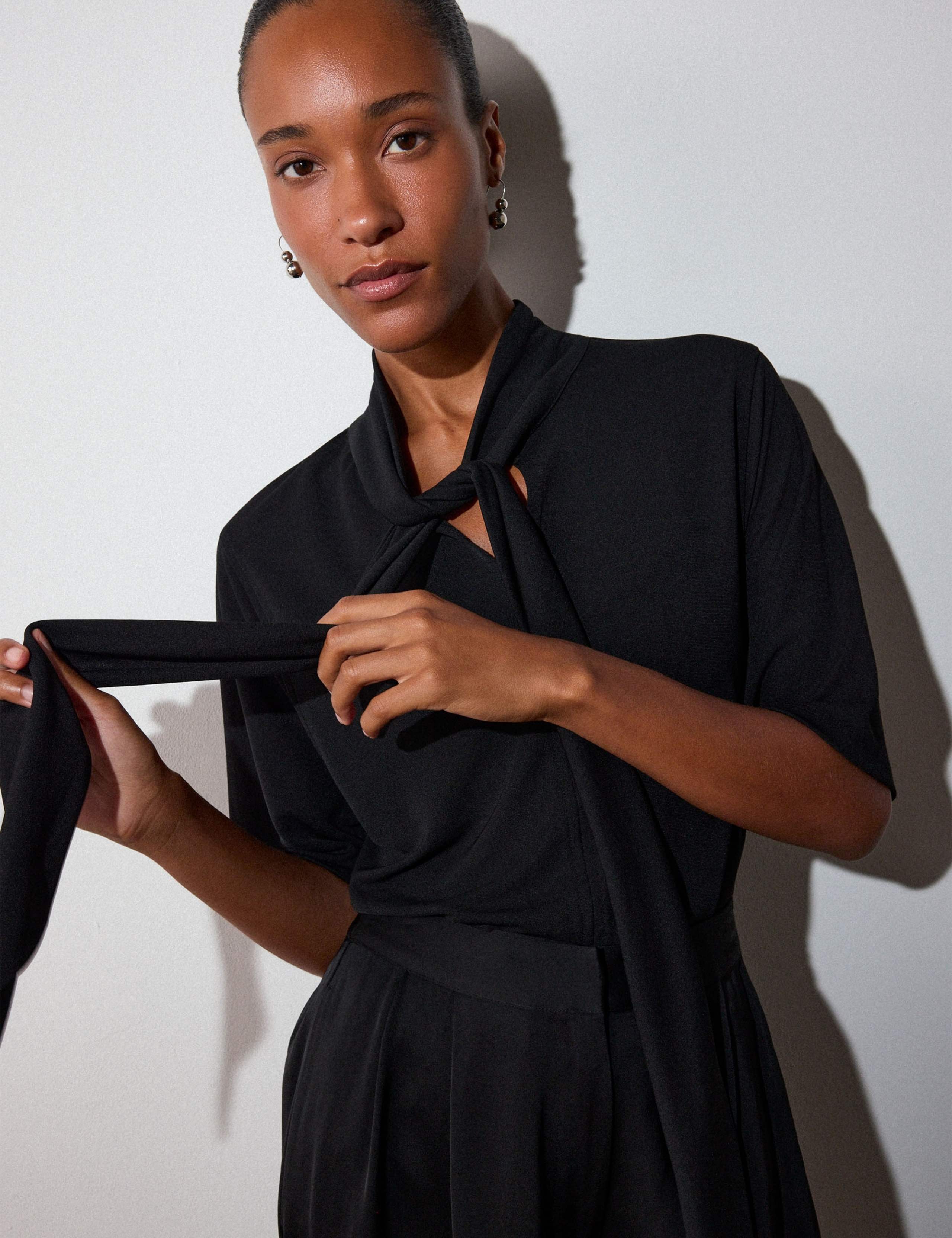 Short Sleeve Tie Jersey Top