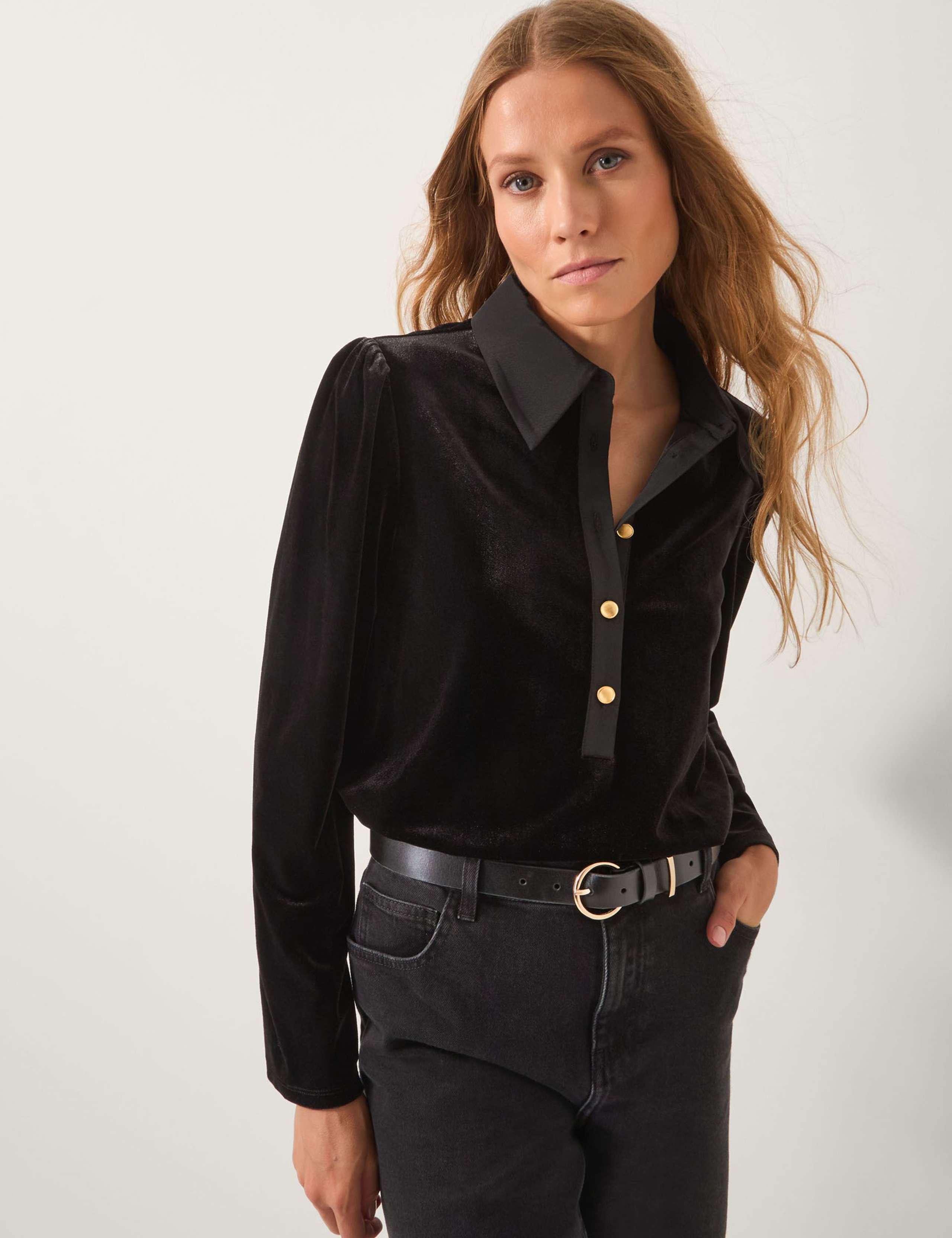 Velvet Collared Blouse