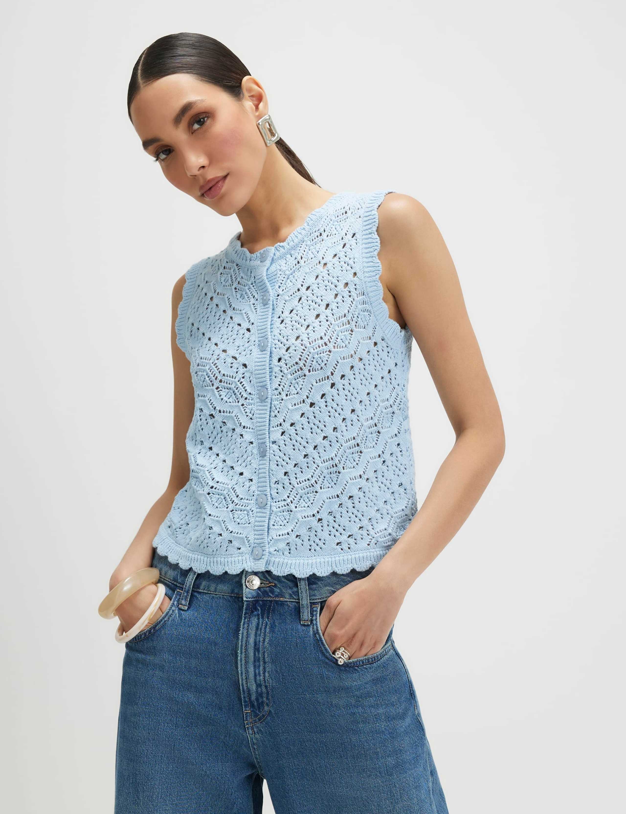 Pure Cotton Open Stitch Knitted Top