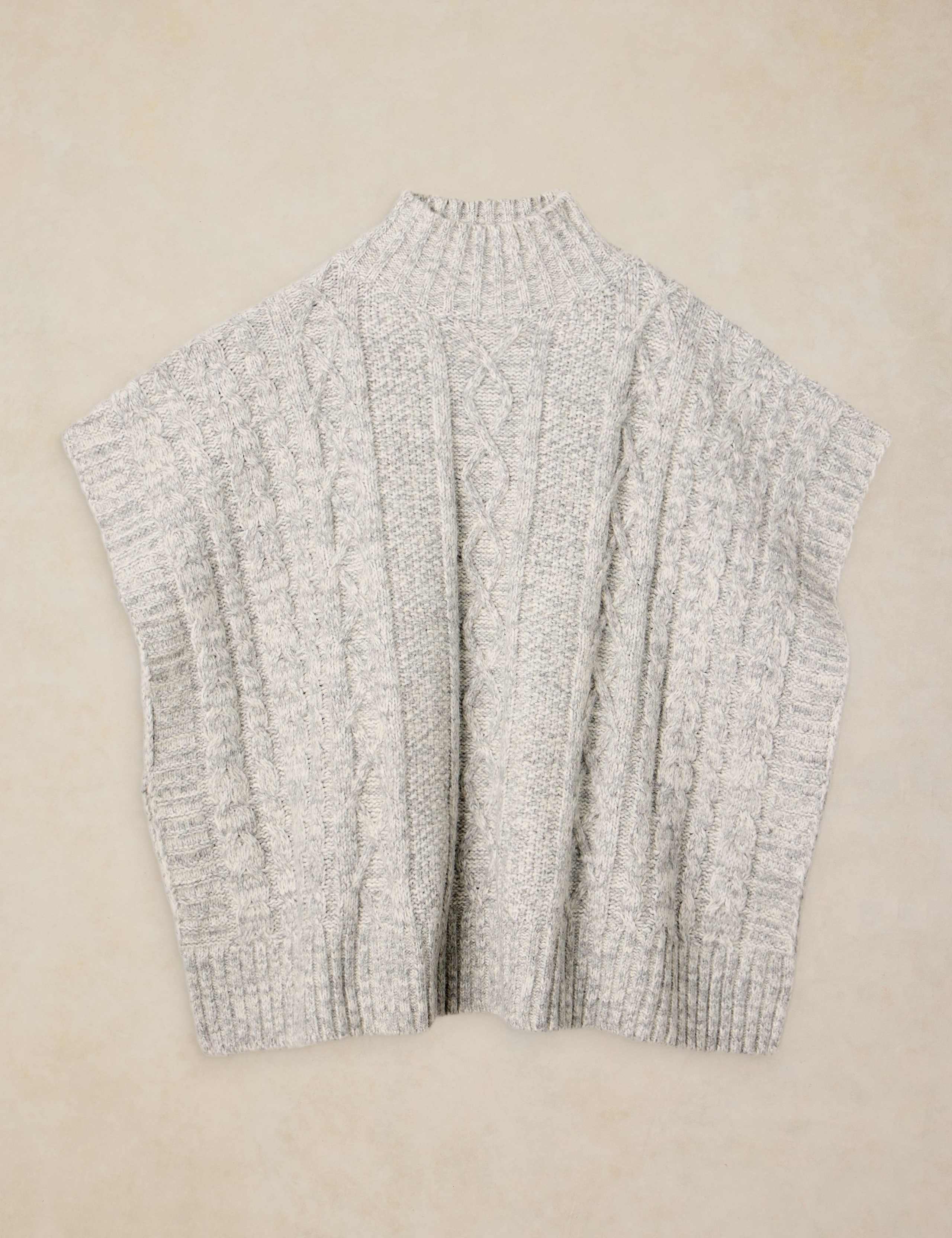 Cable Knit Funnel Neck Poncho