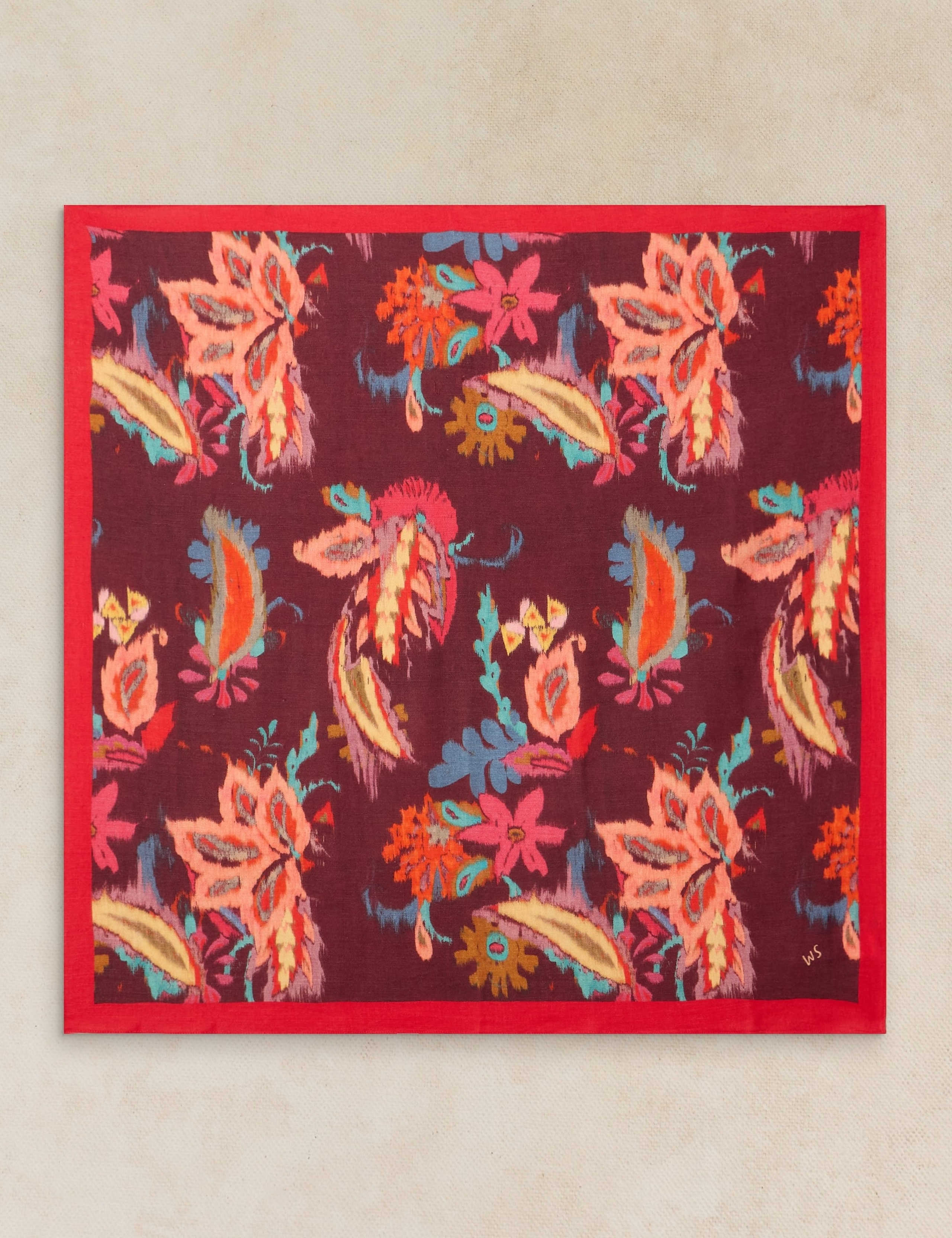 Cotton Wool Blend Printed Square Scarf