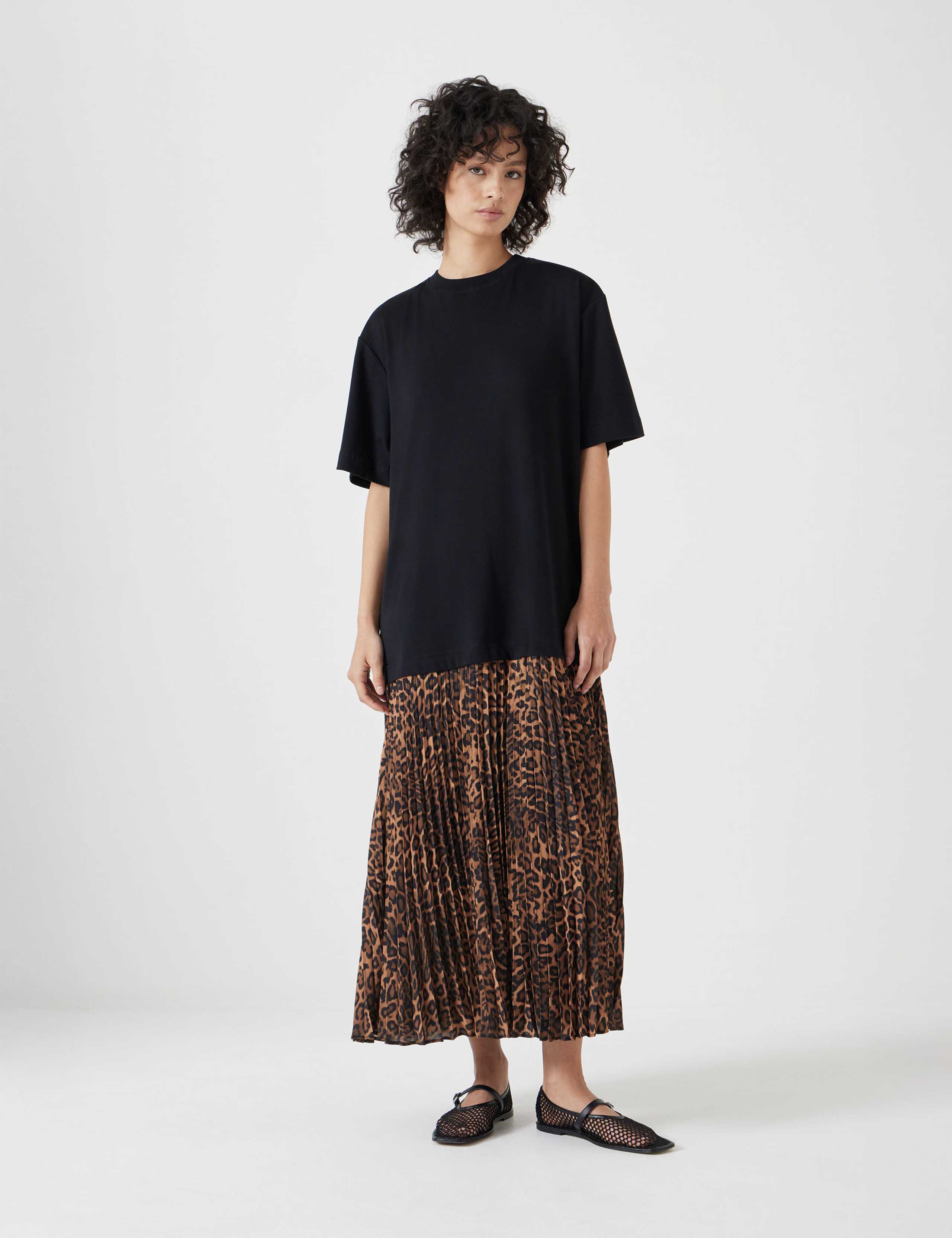 Cotton Rich Animal Print Midi T-Shirt Dress