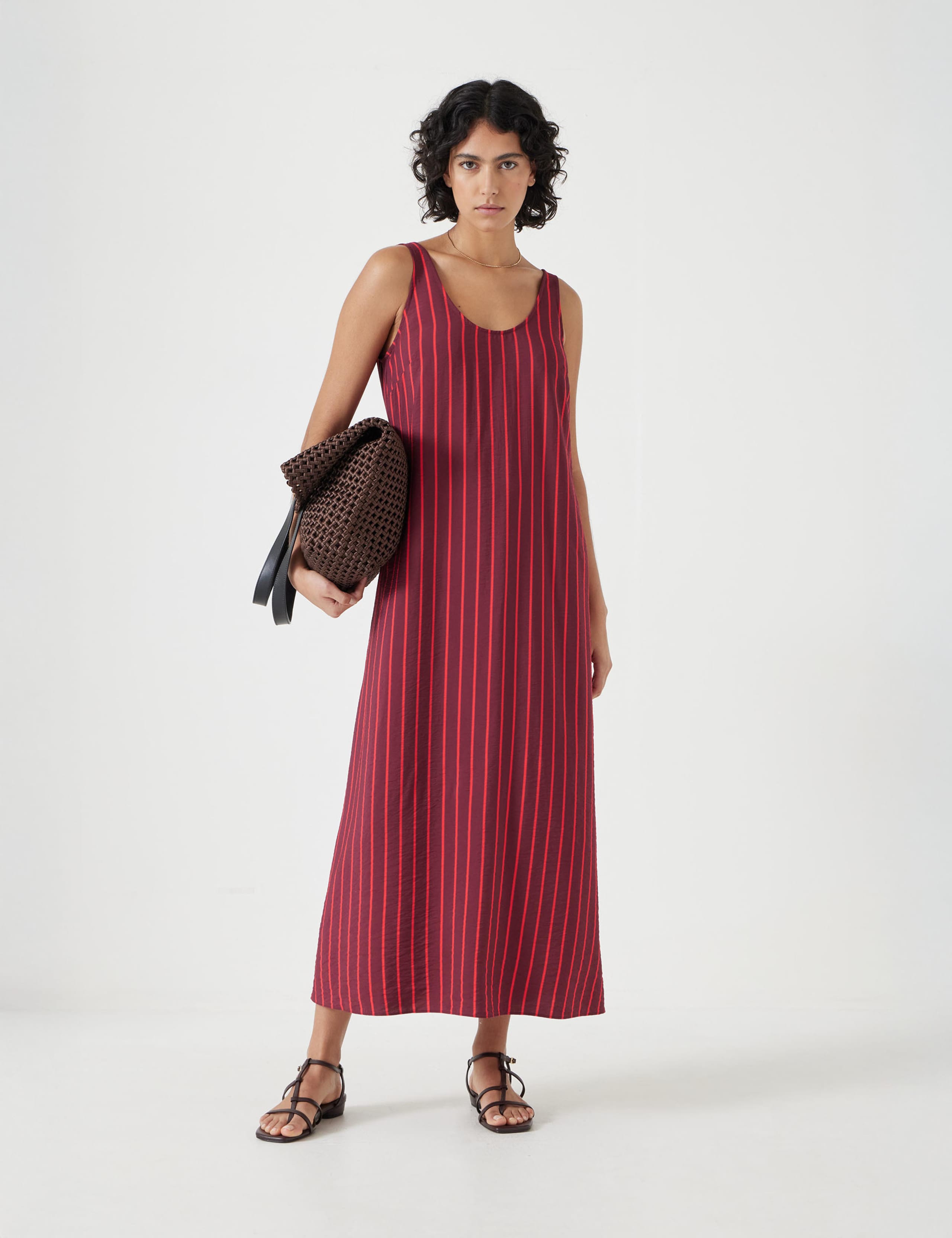 Striped Scoop Neck Maxi Column Dress