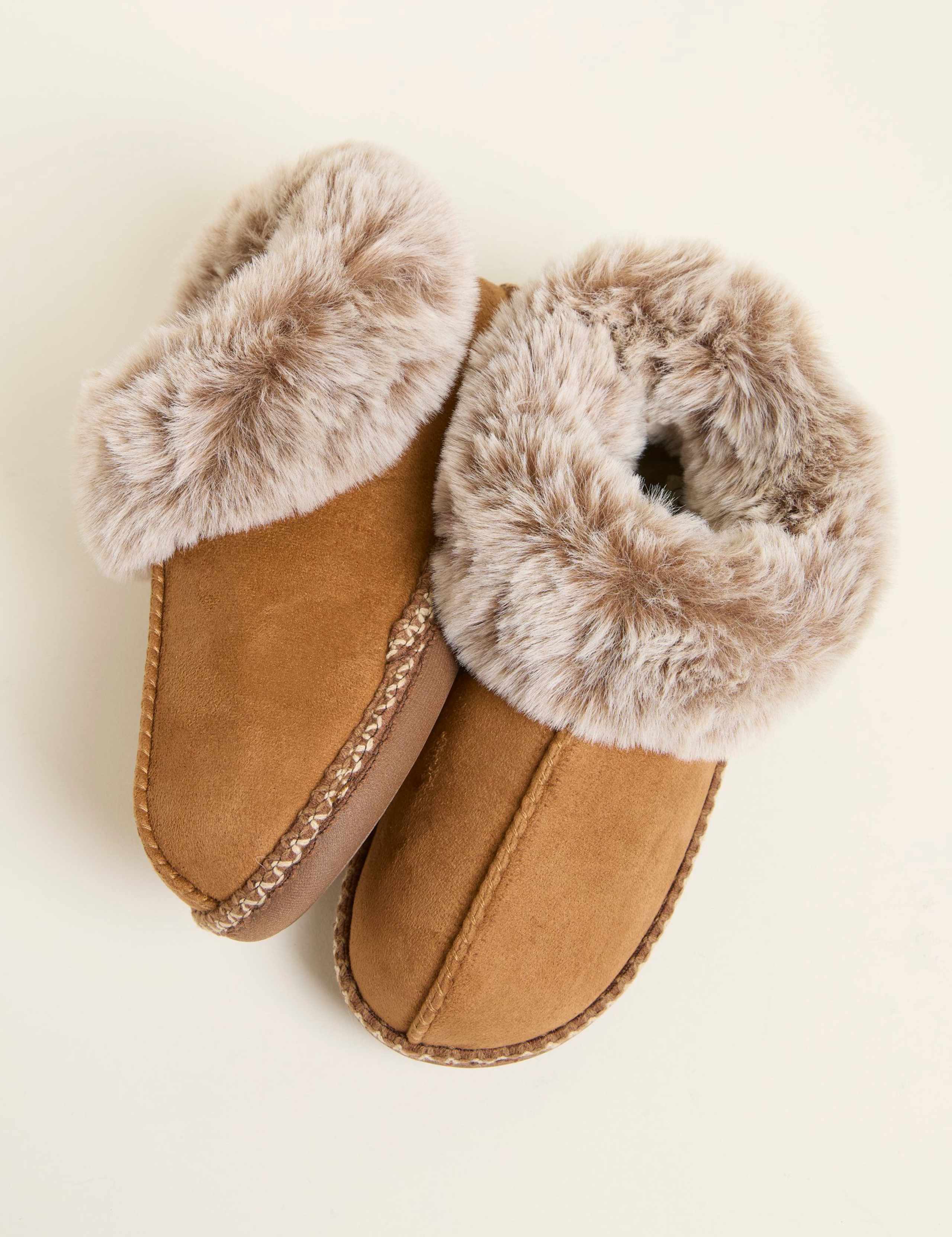 Faux Fur Cuff Slipper Boots