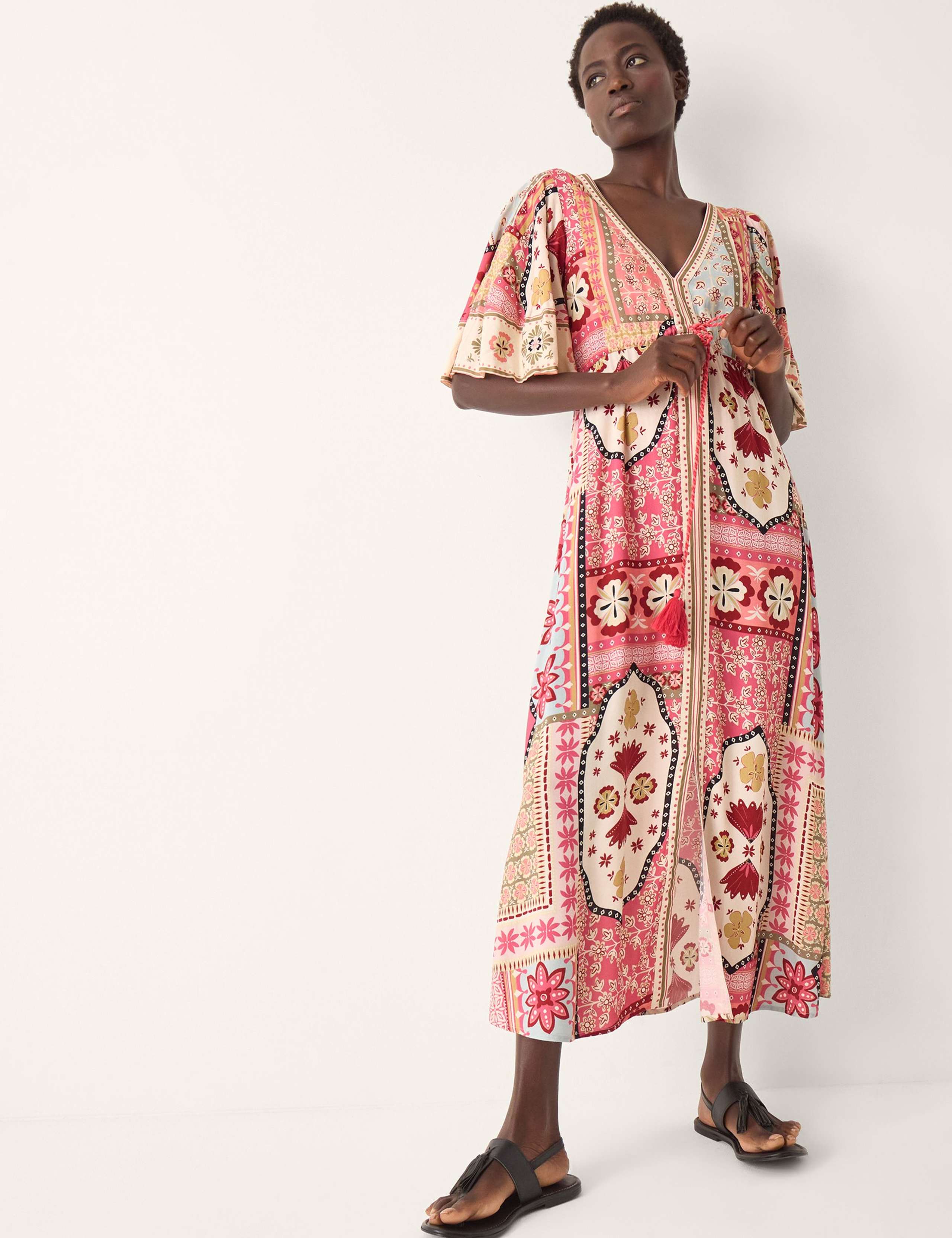 Printed V-Neck Maxi Beach Dress