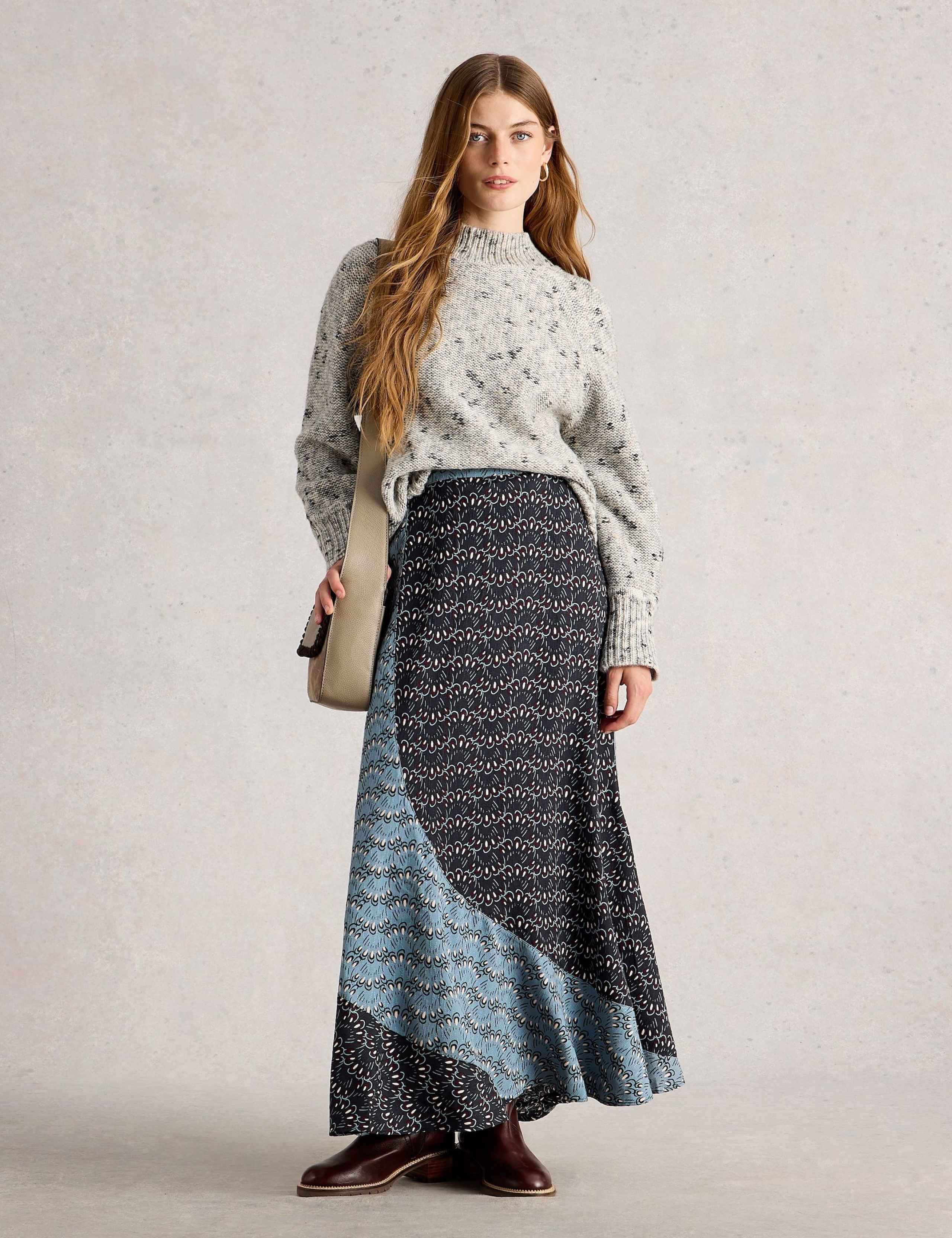 Printed Maxi A-Line Skirt