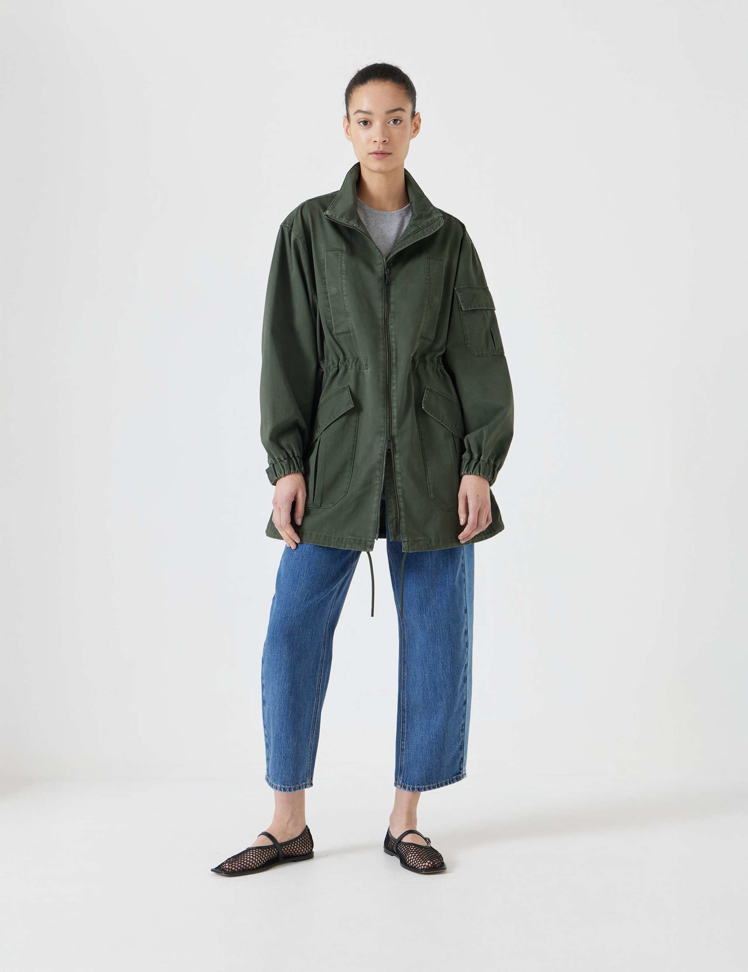 Pure Cotton Utility Parka Jacket