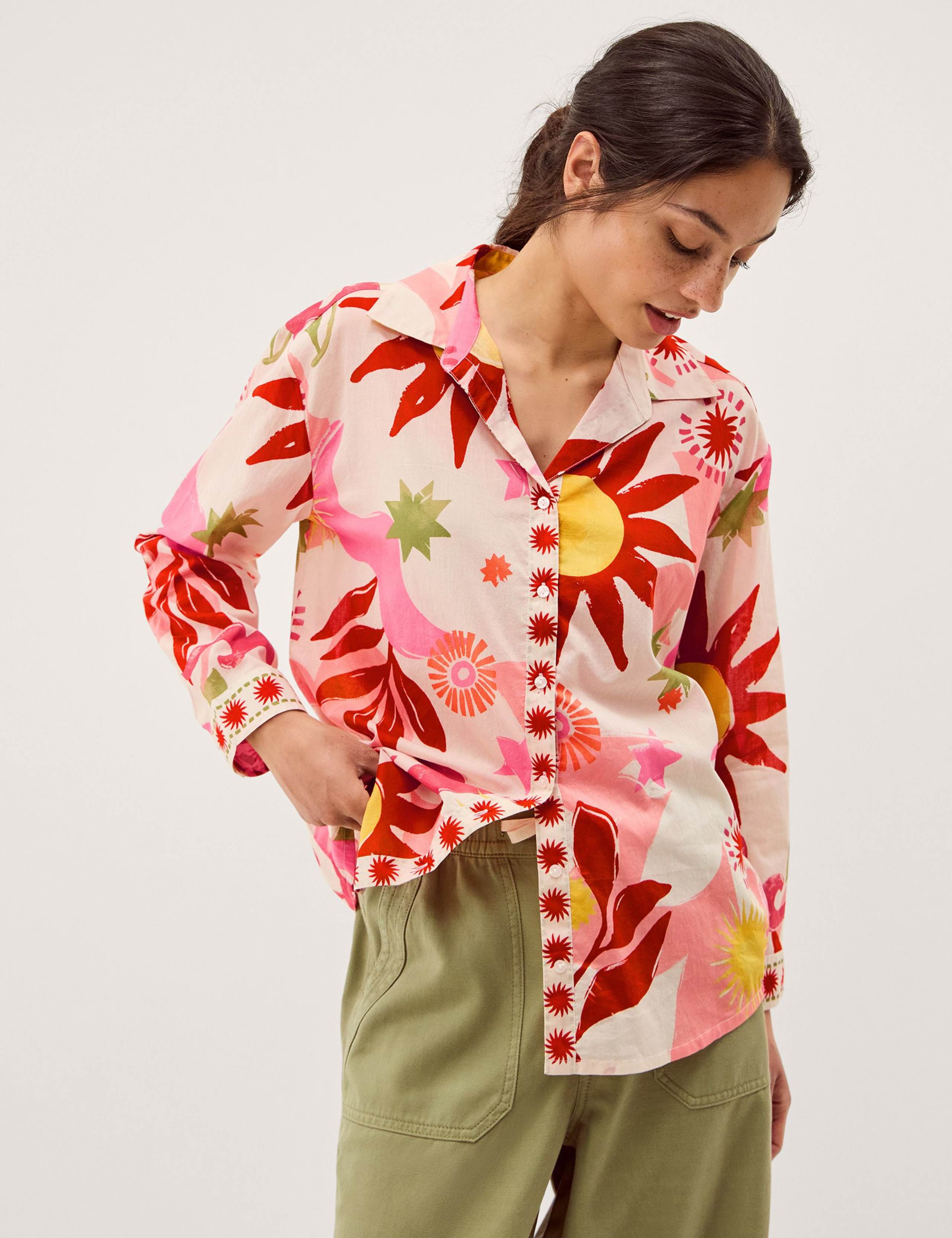 Pure Cotton Sun Print Button Through Shirt