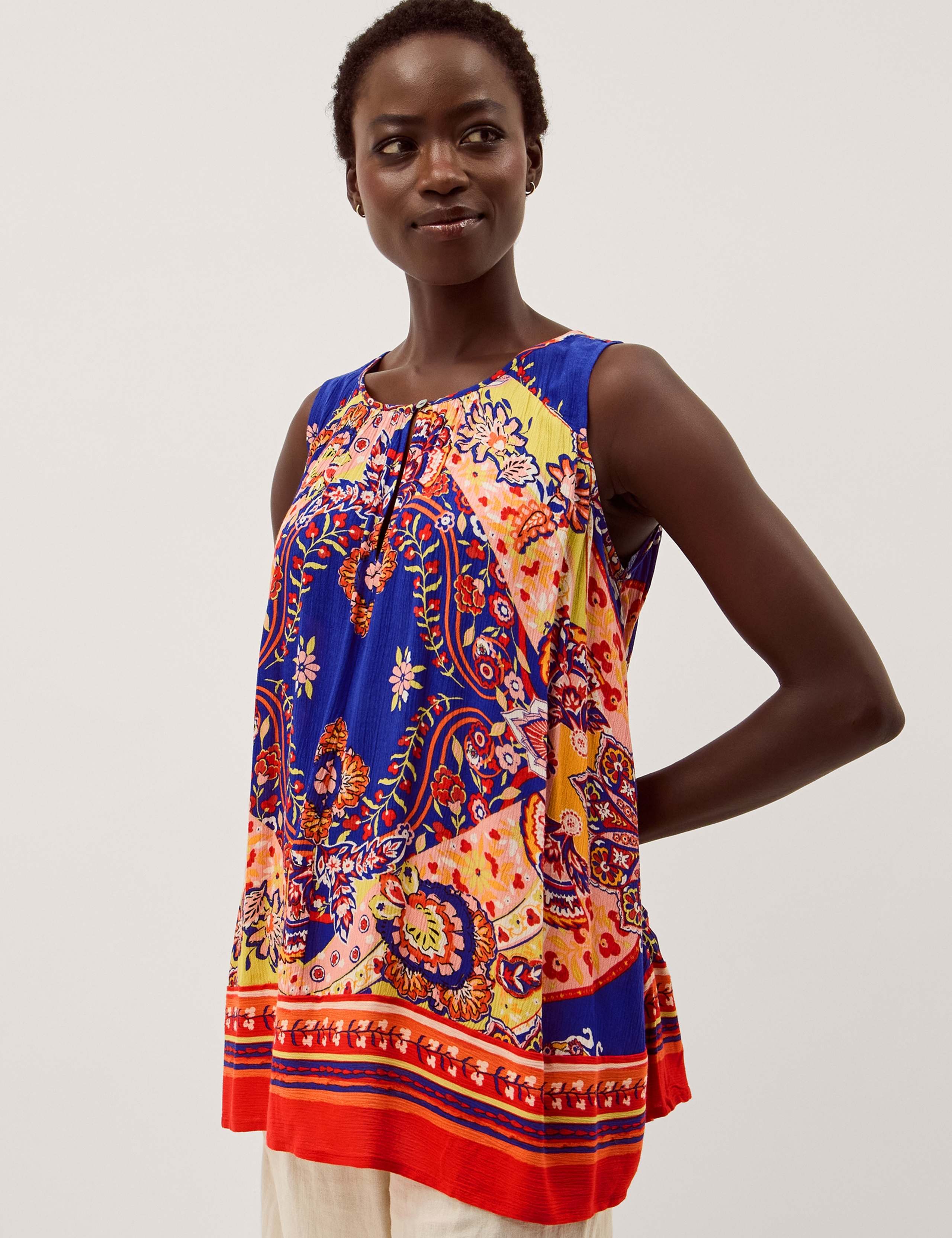 Printed Keyhole Vest Top