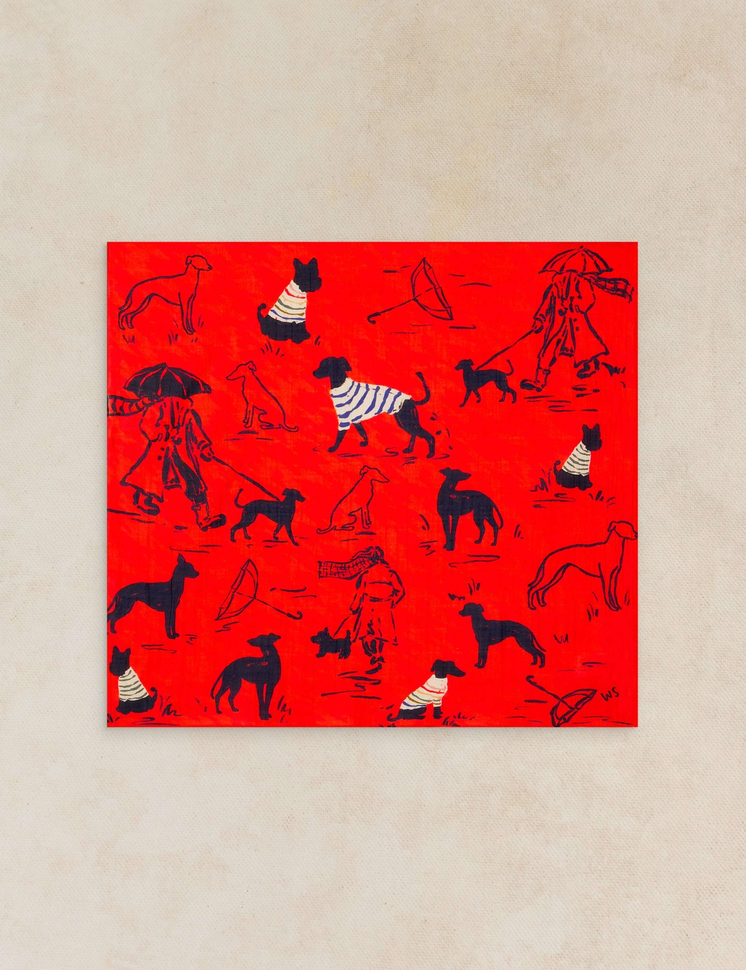 Cotton Blend Dog Print Square Scarf