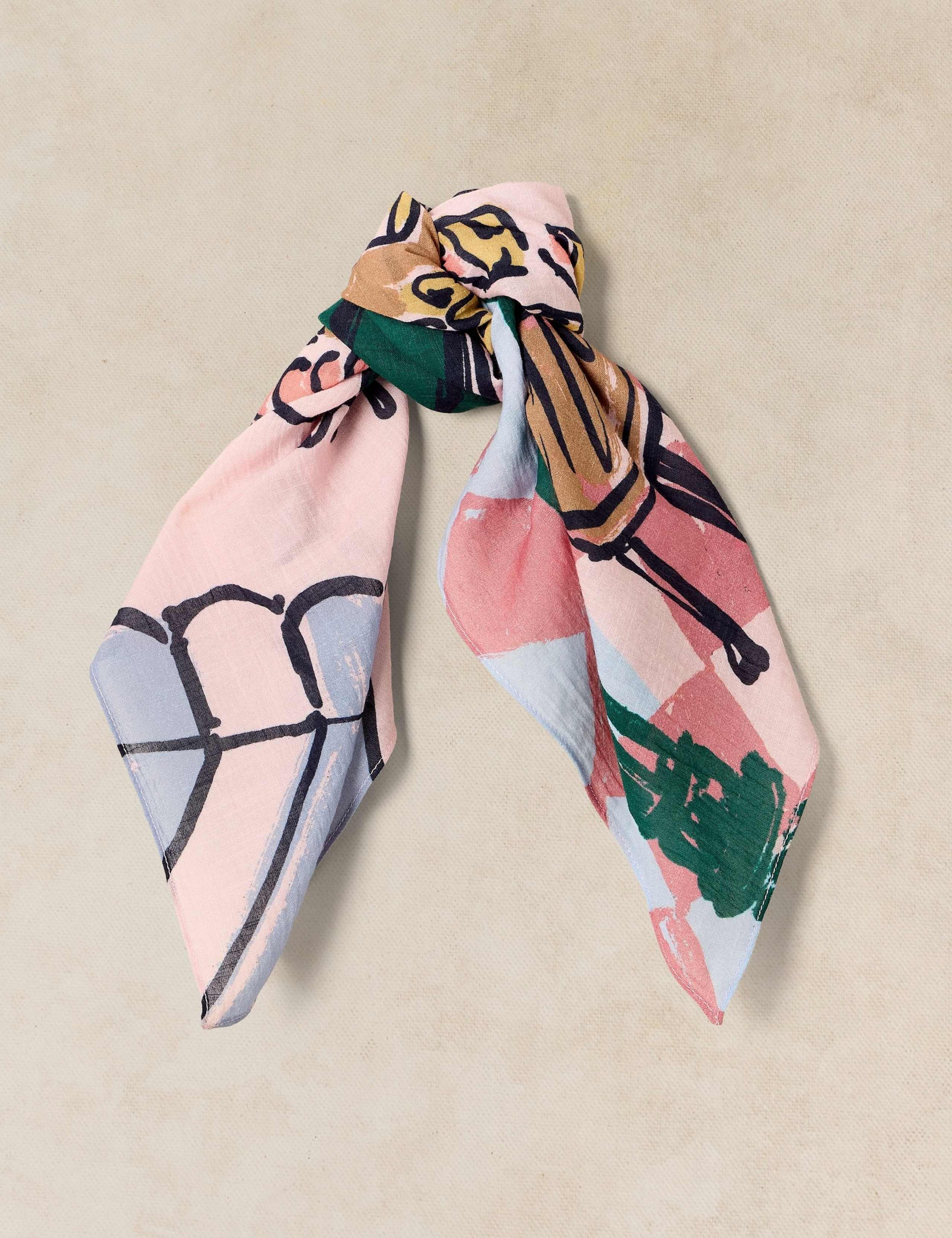 Cotton Blend Dog Print Square Scarf