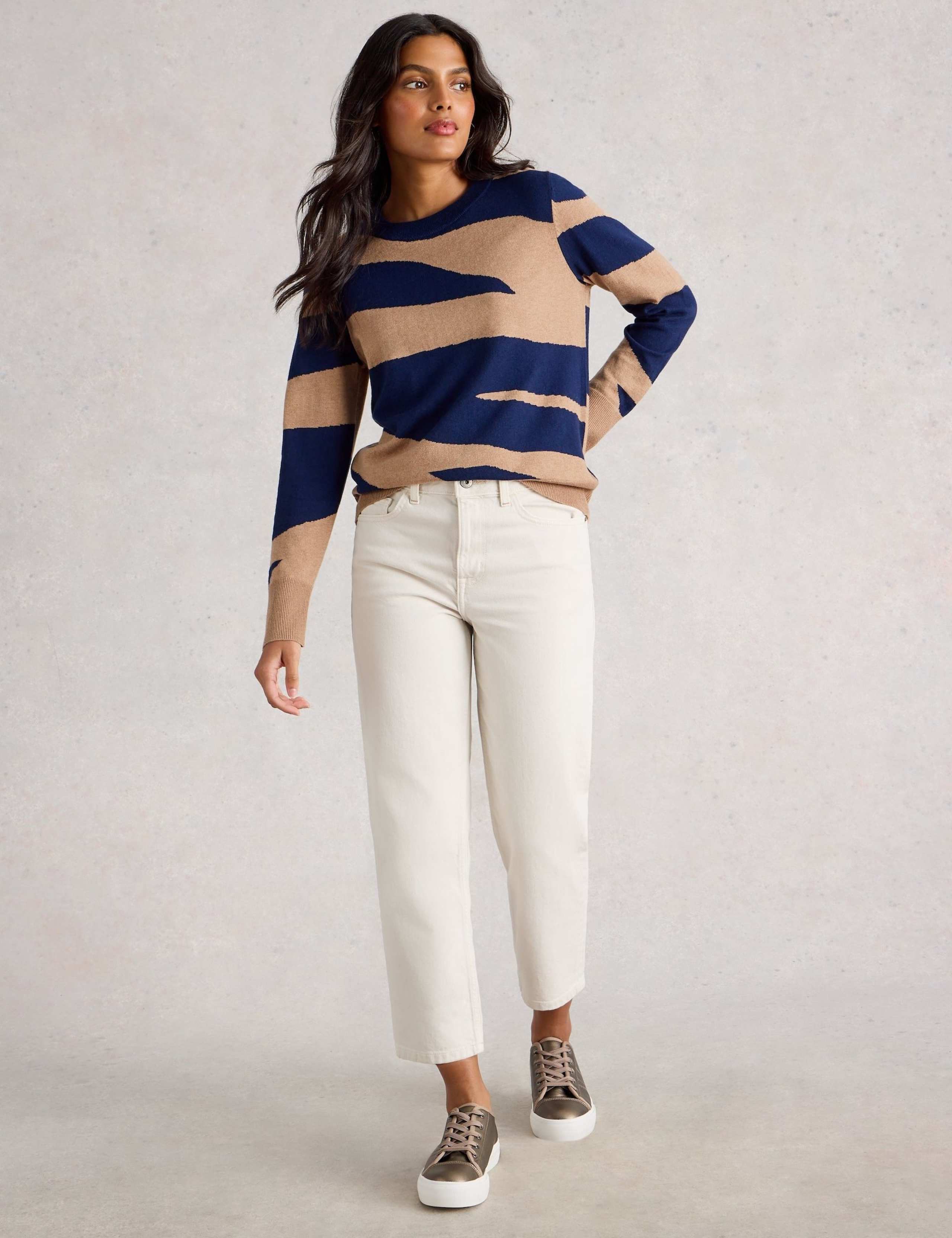 Merino Wool Blend Abstract Jumper