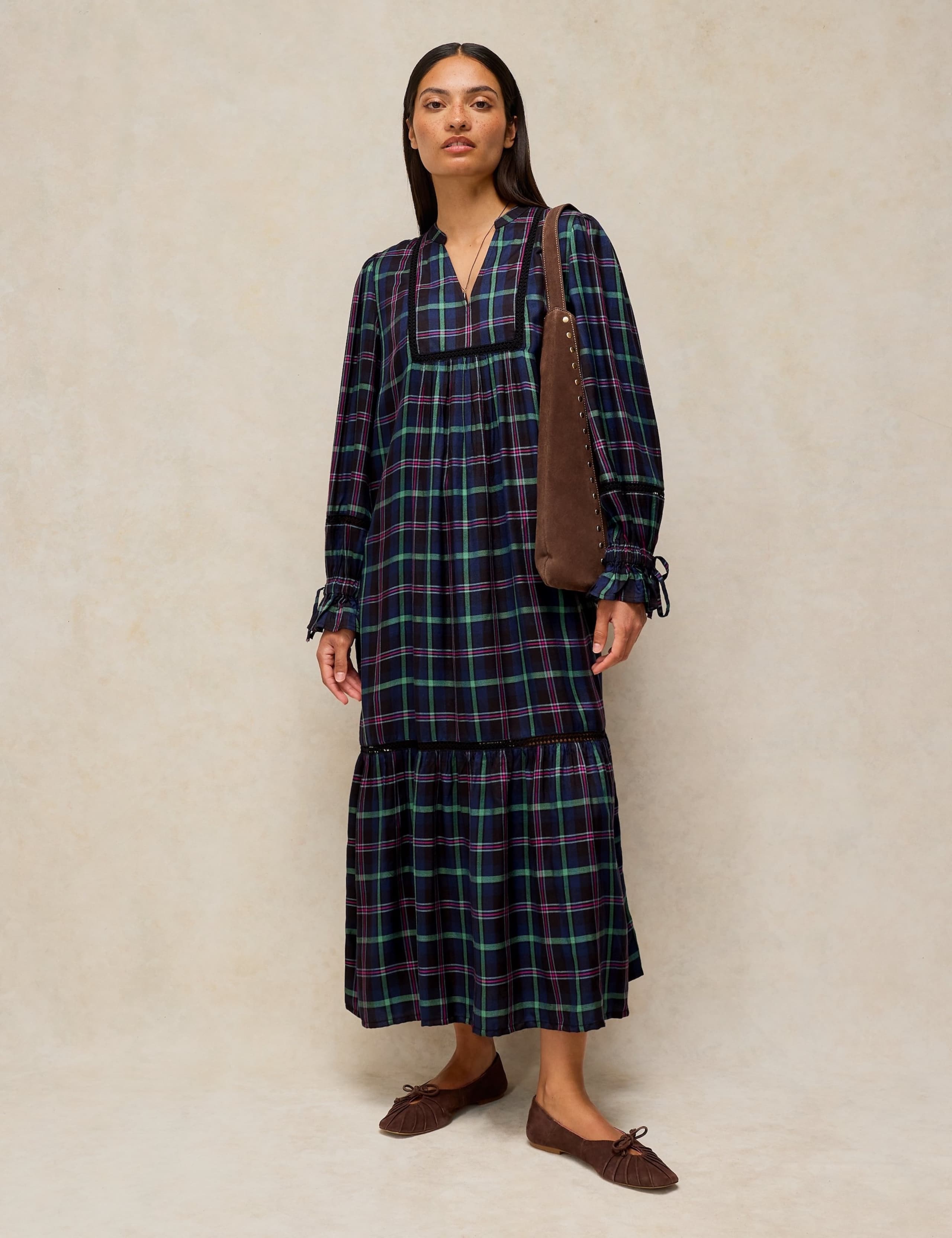 Eleanor Poet Notch Neck Midi Dress