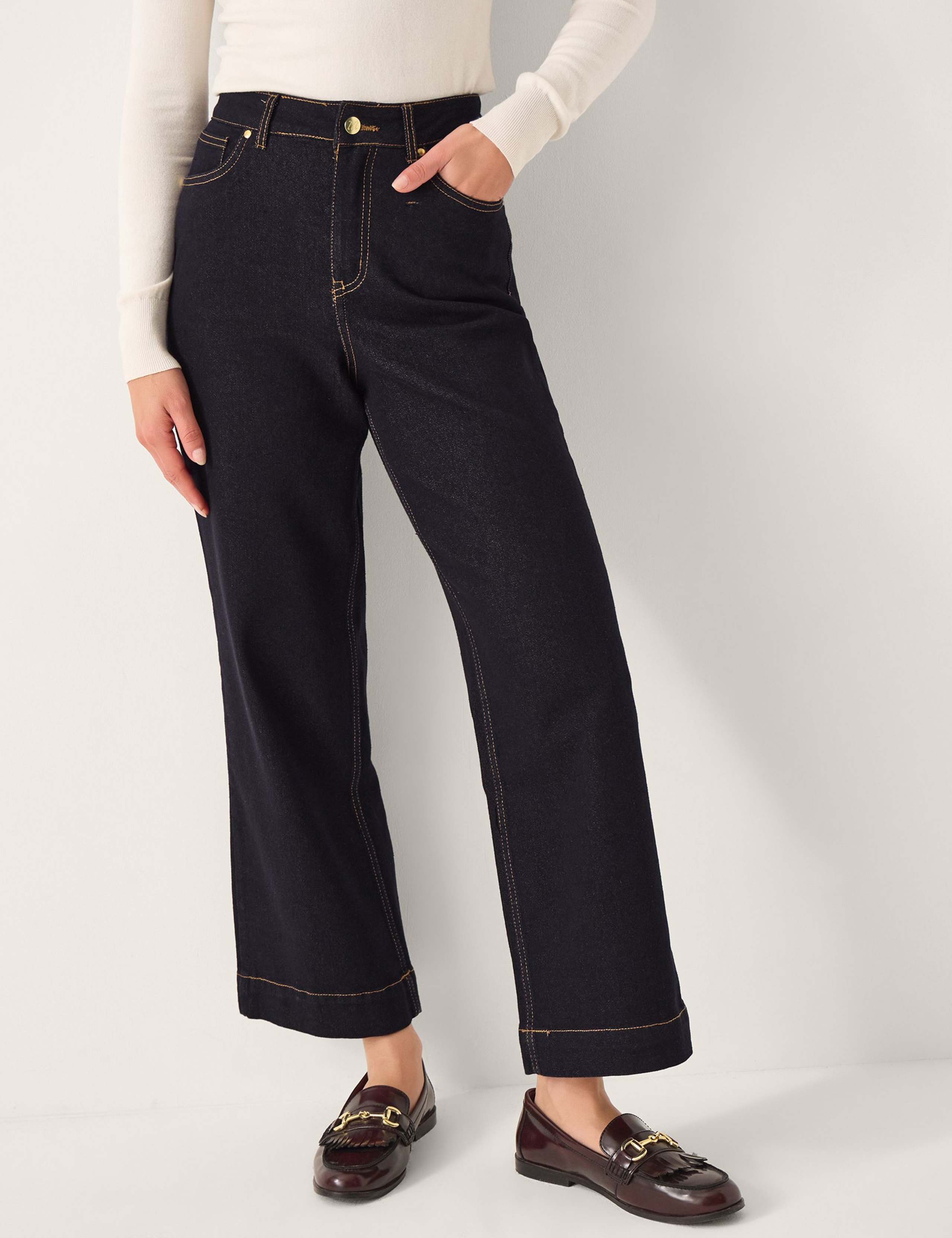 High Waisted Wide Leg Ankle Grazer Jeans