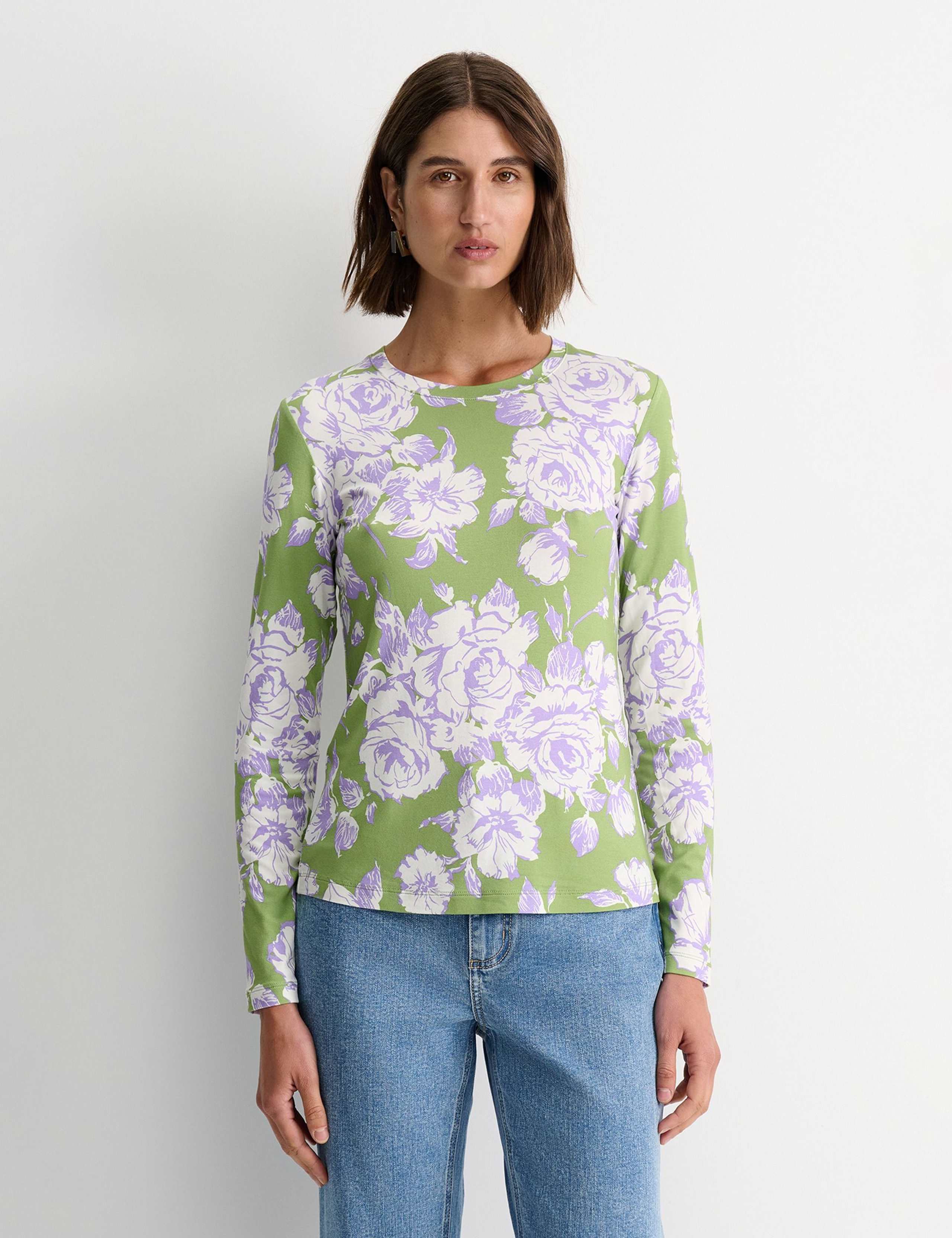 Jersey Floral Round Neck Top