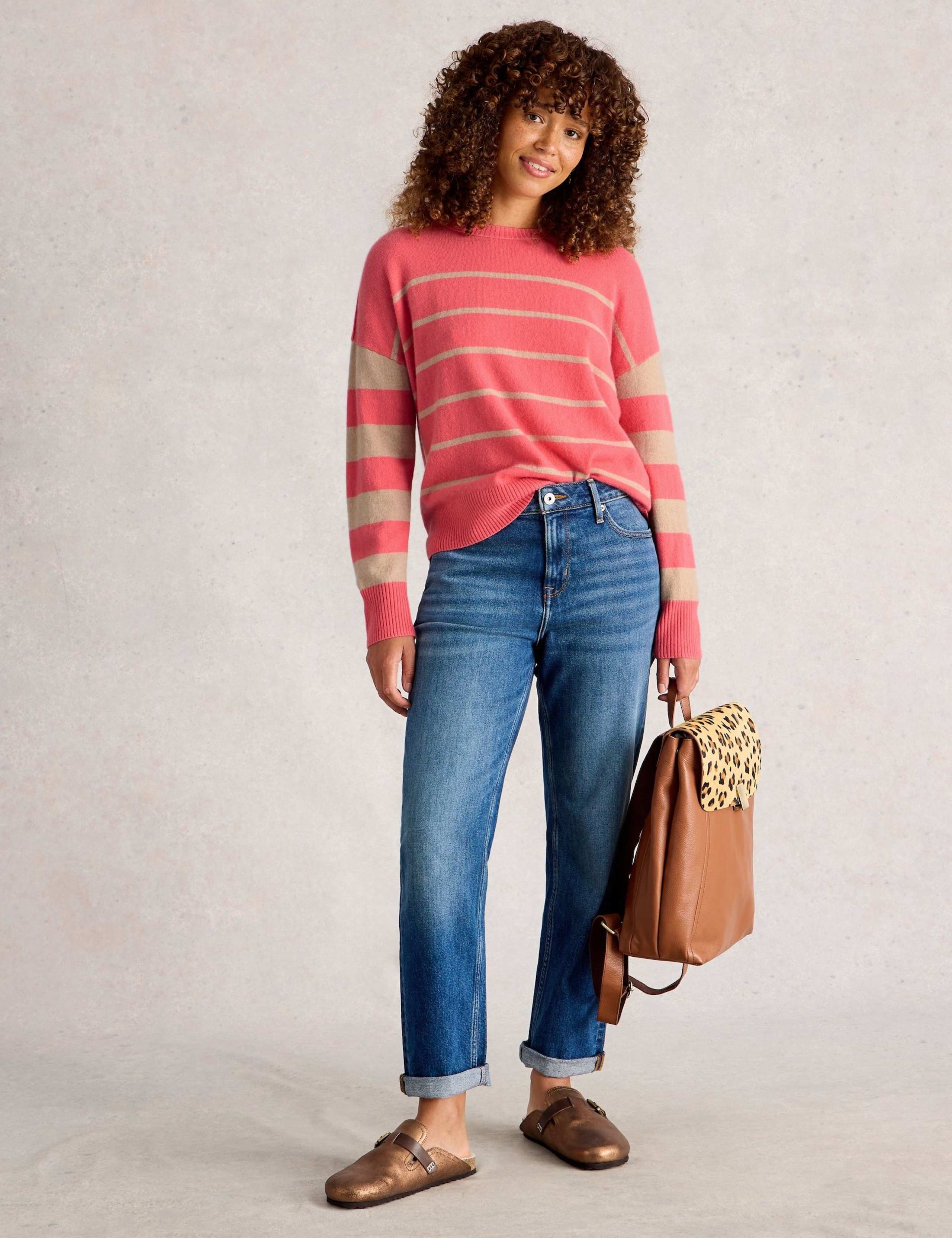 Pure Cashmere Striped Crew Neck  Jumper