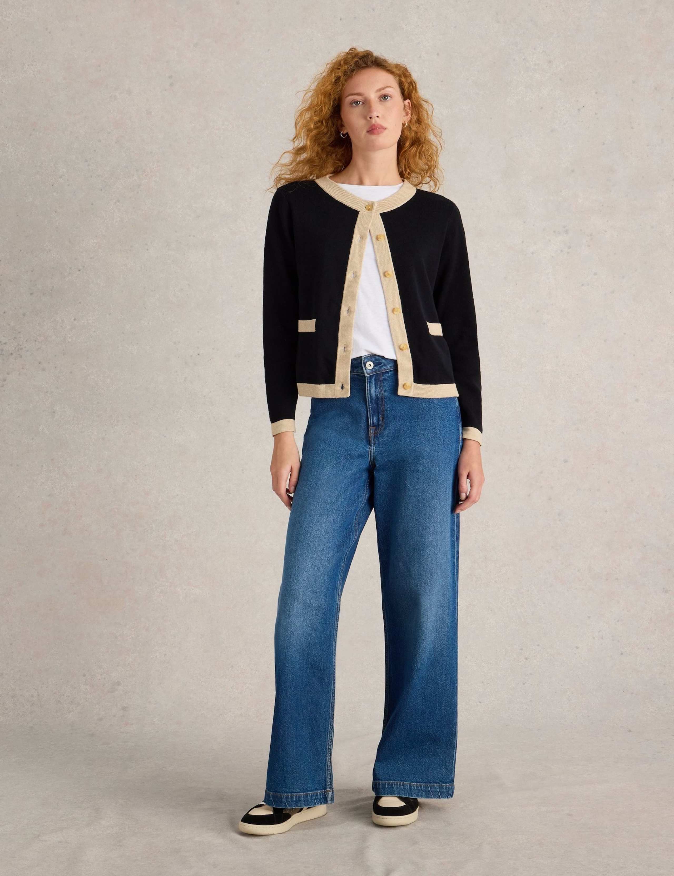 Pure Cotton Tipped Detail Cardigan