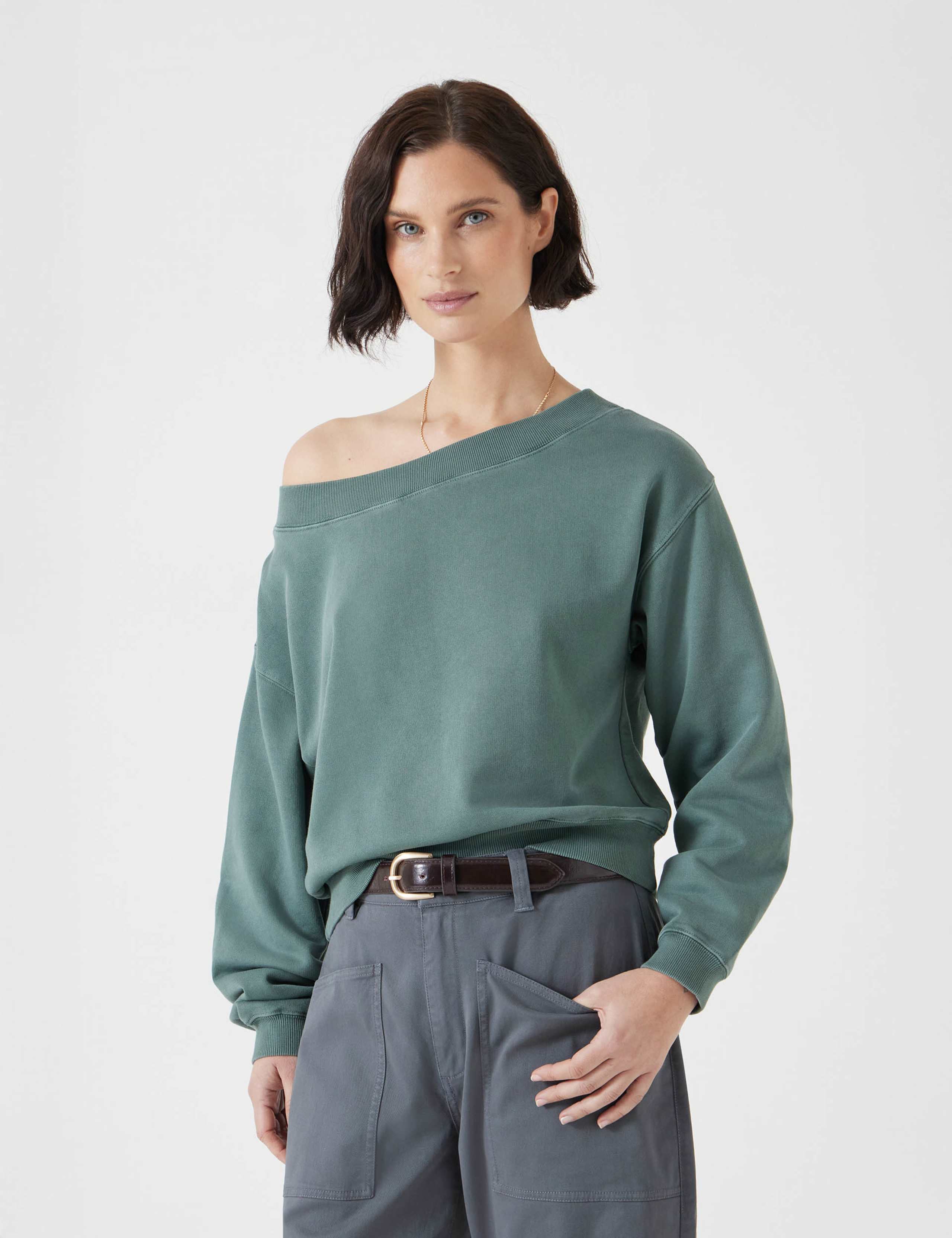 Pure Cotton Off the Shoulder Sweatshirt