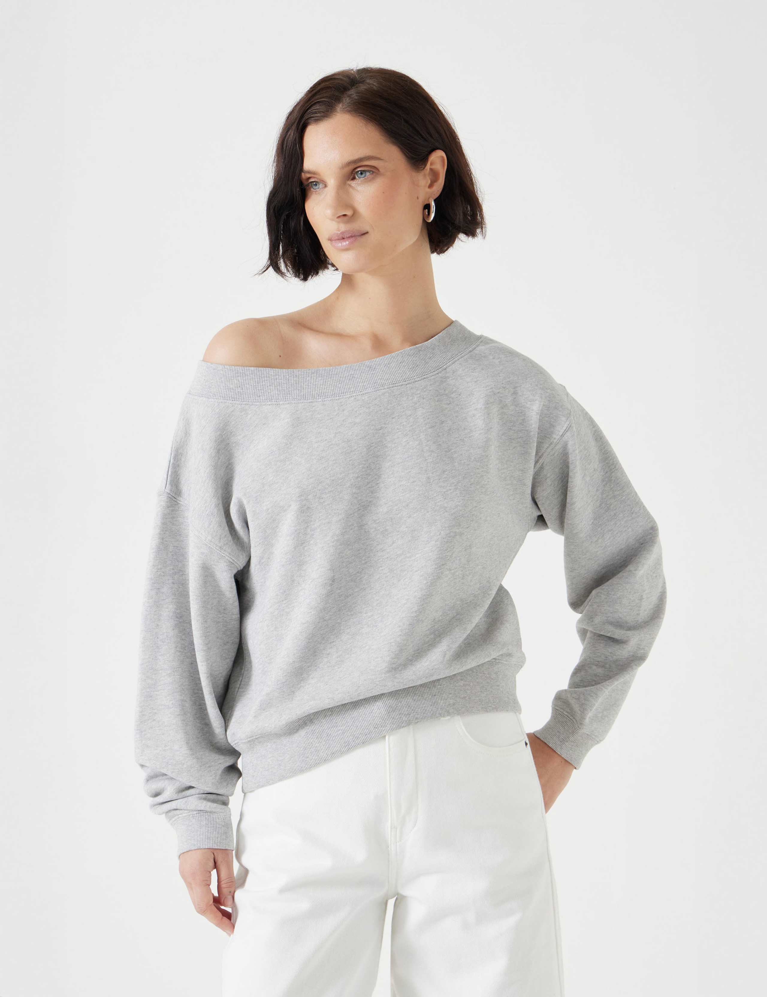 Pure Cotton Off the Shoulder Sweatshirt