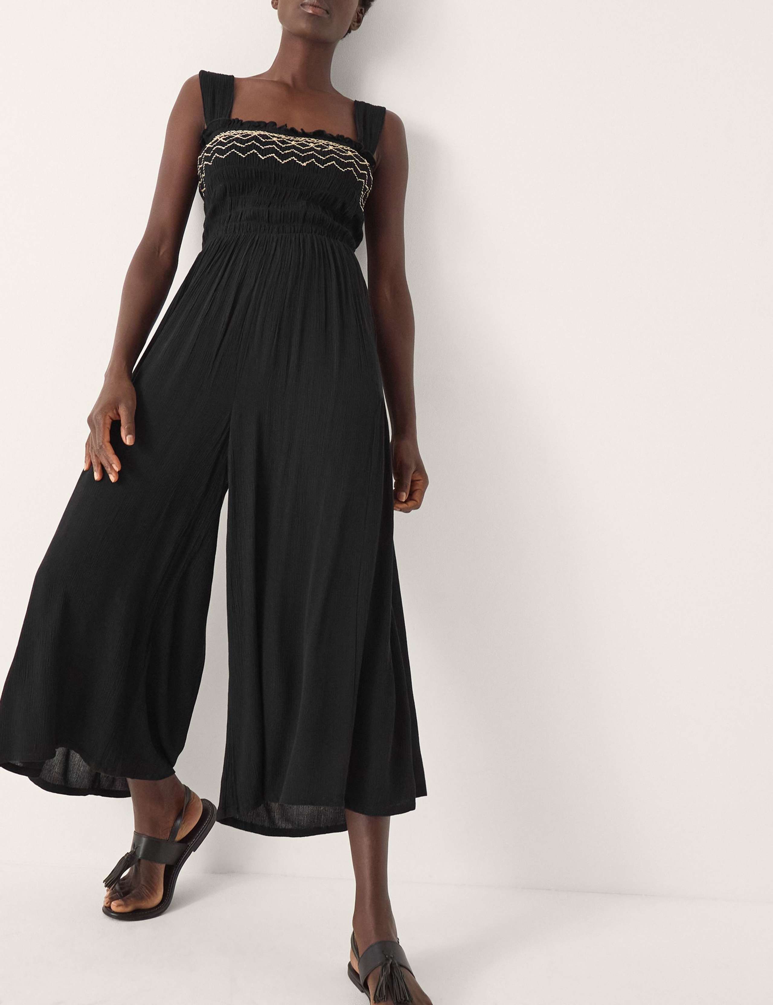 Embroidered Sleeveless Jumpsuit